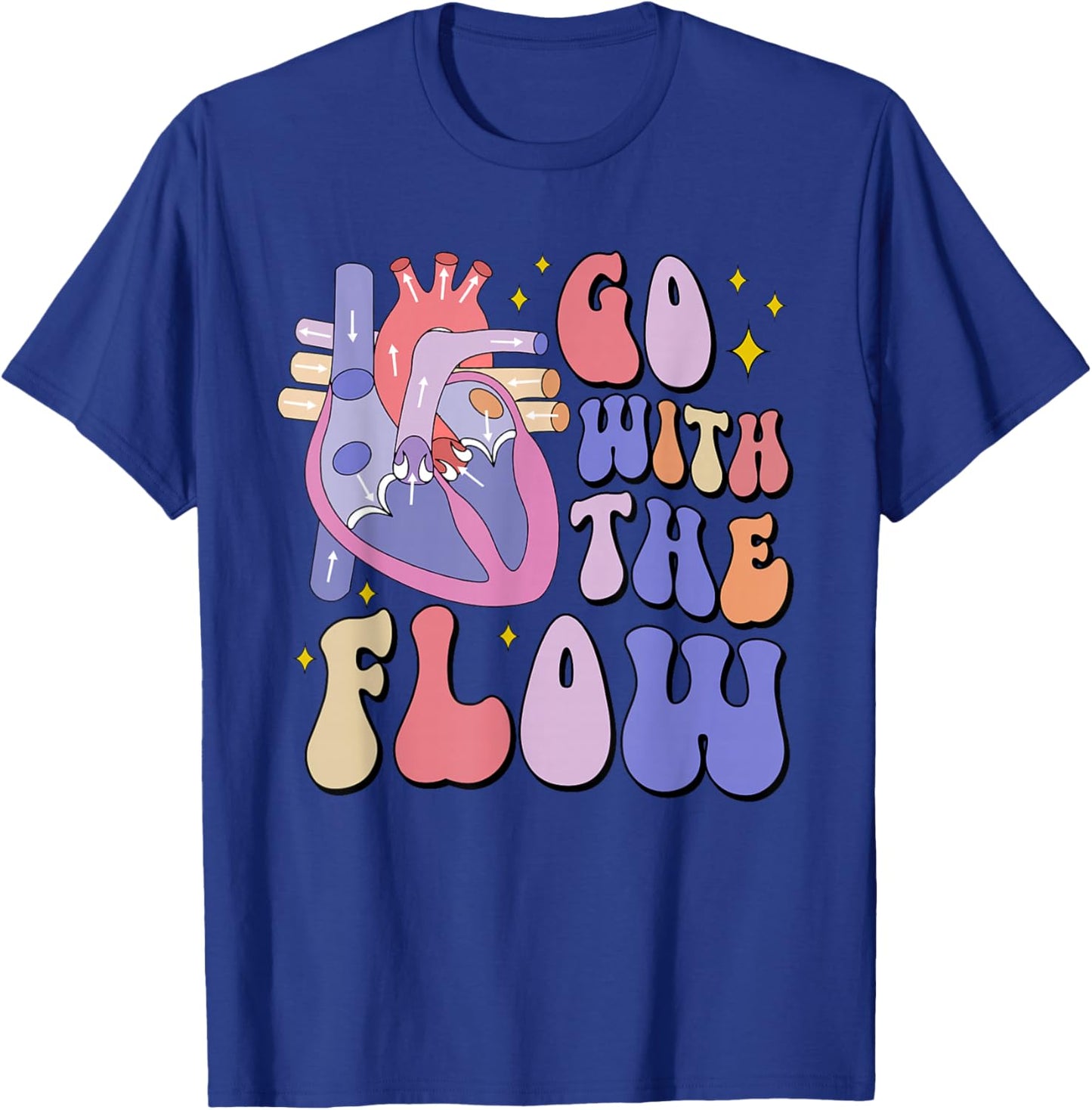 CVICU Cardiac Nurse Anatomy Cardiology Human Heart Flow T-Shirt - T-Shirt | Royal