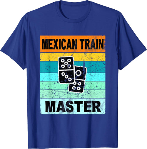 Retro Mexican Train Master Shirt Funny Dominoes Shirts Men , Small, Black