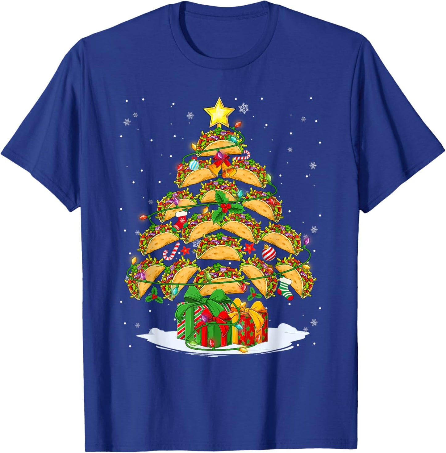 Funny Tacos Christmas Tree Lights & Ornaments Food Lovers T-Shirt - T-Shirt | Royal