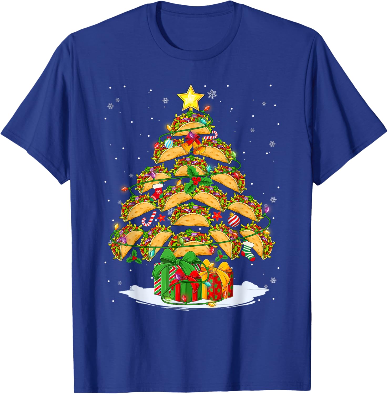 Funny Tacos Christmas Tree Lights & Ornaments Food Lovers T-Shirt - T-Shirt | Royal