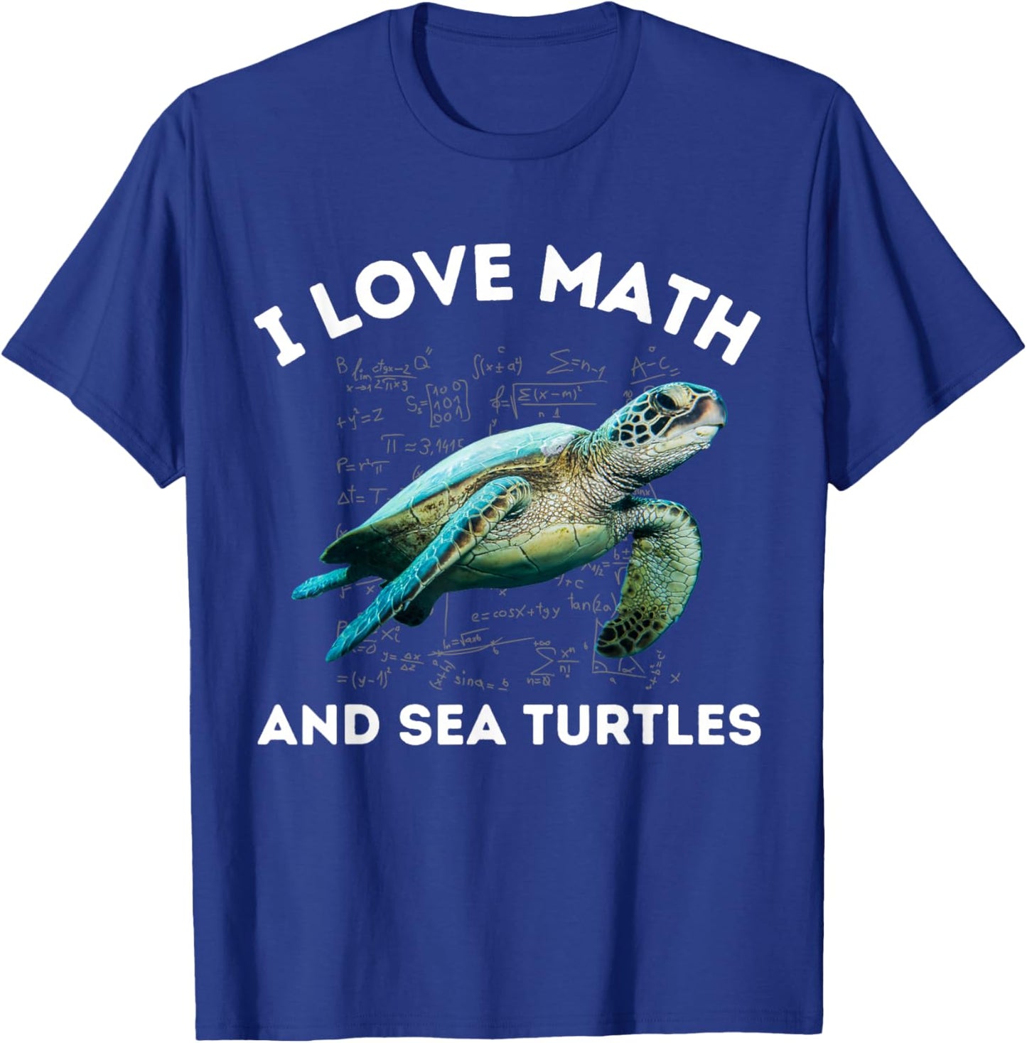I Love Math and Sea Turtles Lover Algebra STEM Math Teacher T-Shirt - T-Shirt | Royal