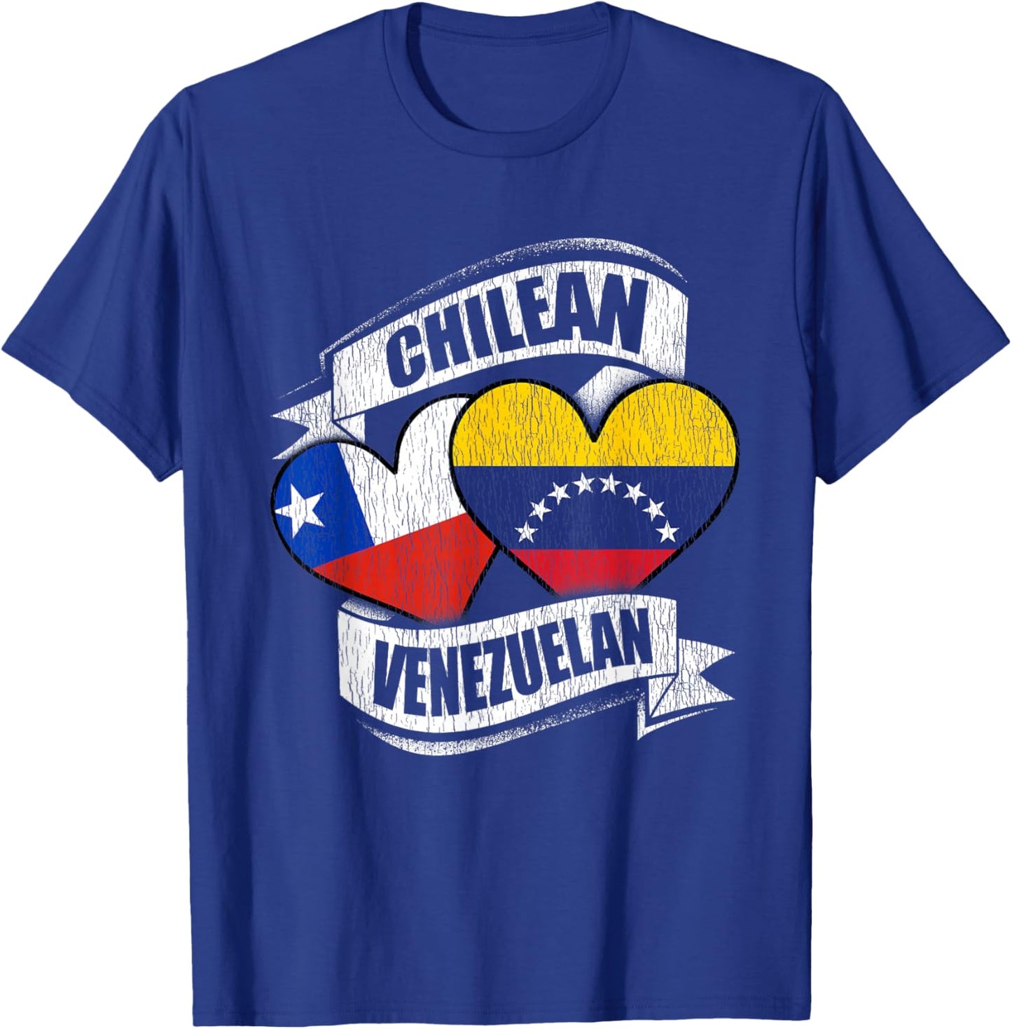 Chilean Venezuelan Hearts Chile Venezuela Flags T-Shirt - T-Shirt | Royal