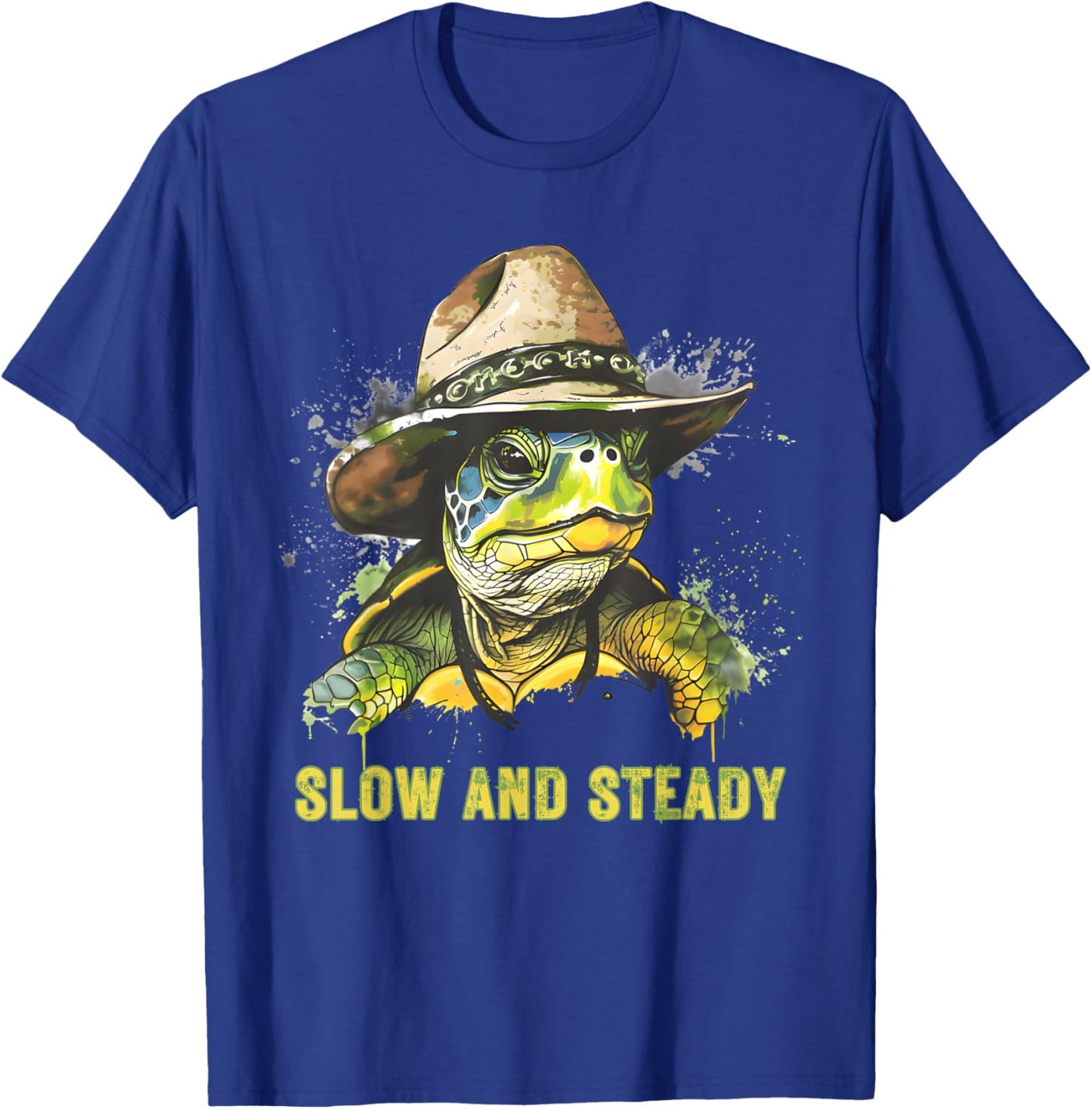 Slow and Steady Turtle - Turtle Hat T-Shirt - T-Shirt | Royal