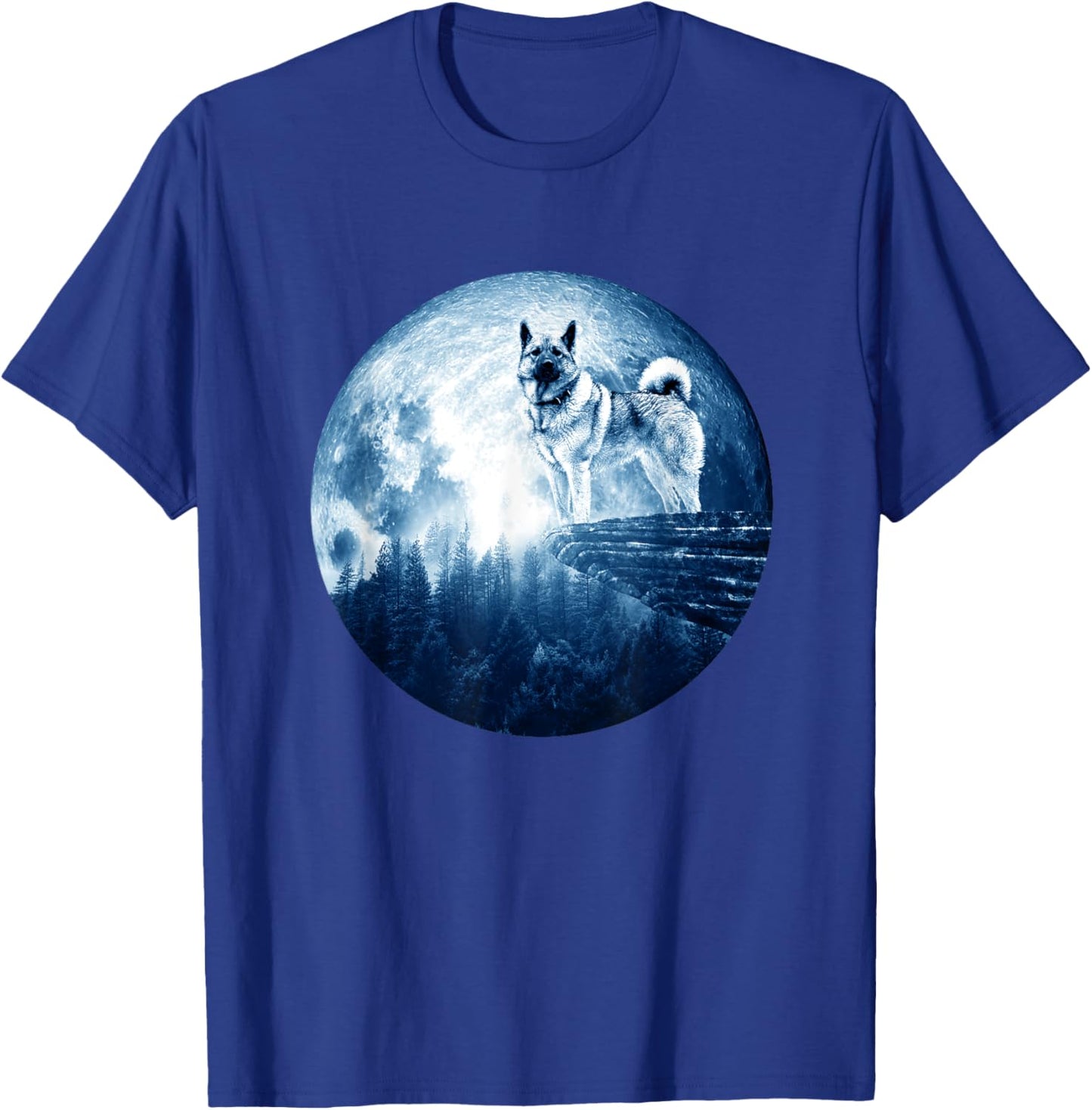 Norwegian Elkhound Dog Moon Dog Mom Dad Women Men Dog Lovers T-Shirt - T-Shirt | Royal