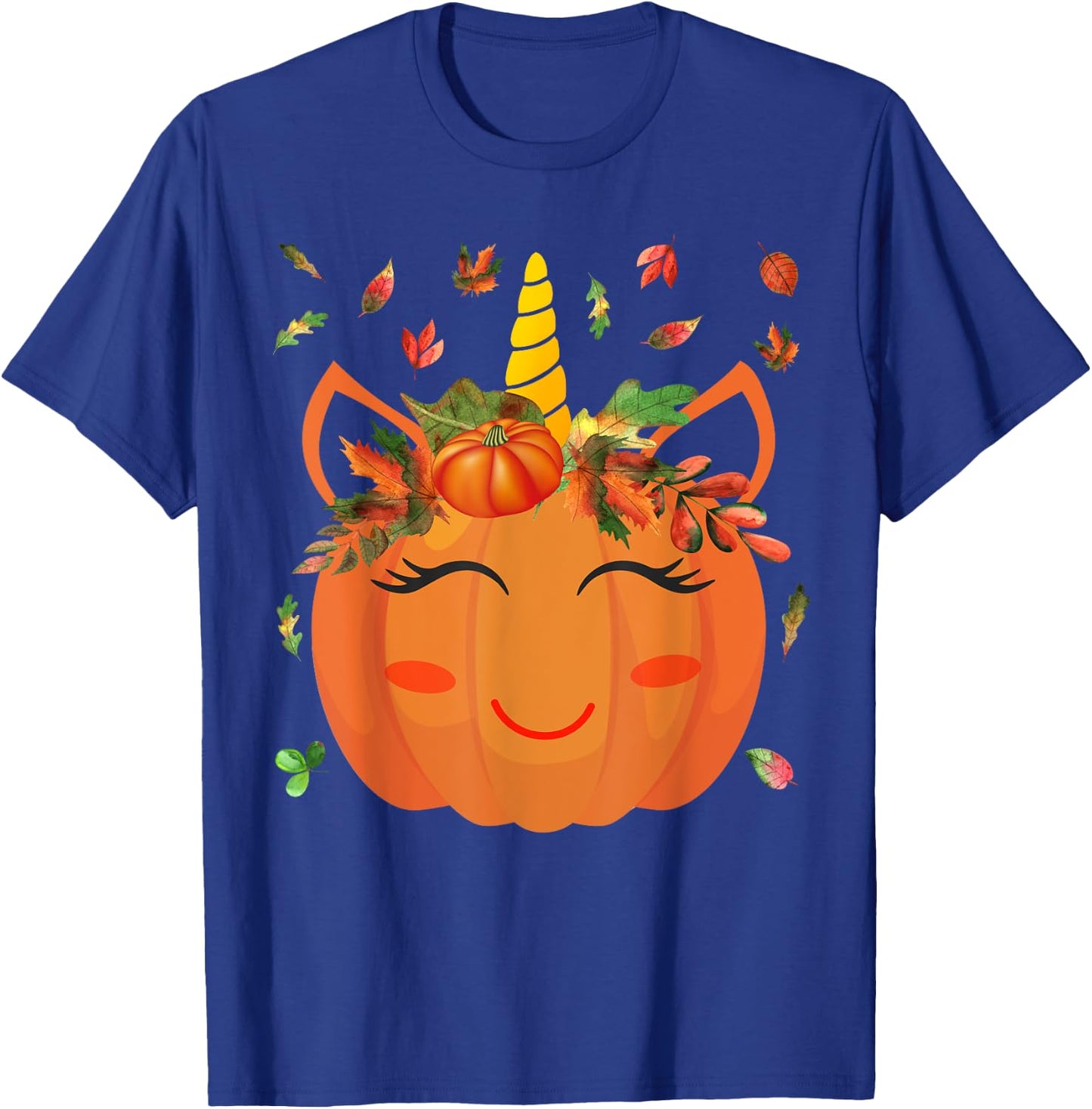 Cute Unicorn Pumpkin for Kids Halloween Thanksgiving T-Shirt - T-Shirt | Royal