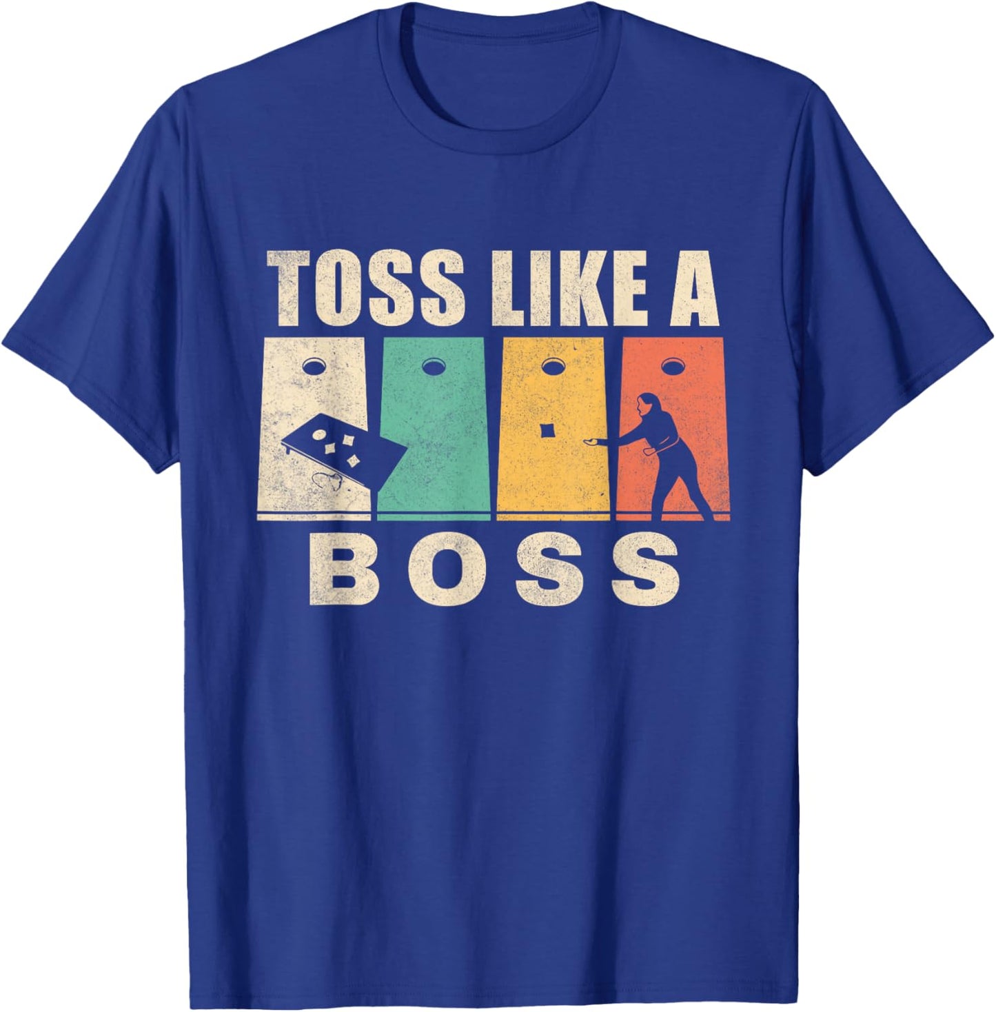 Funny Cornhole Shirt Women Toss Like A Boss Dad T-Shirt - T-Shirt | Royal