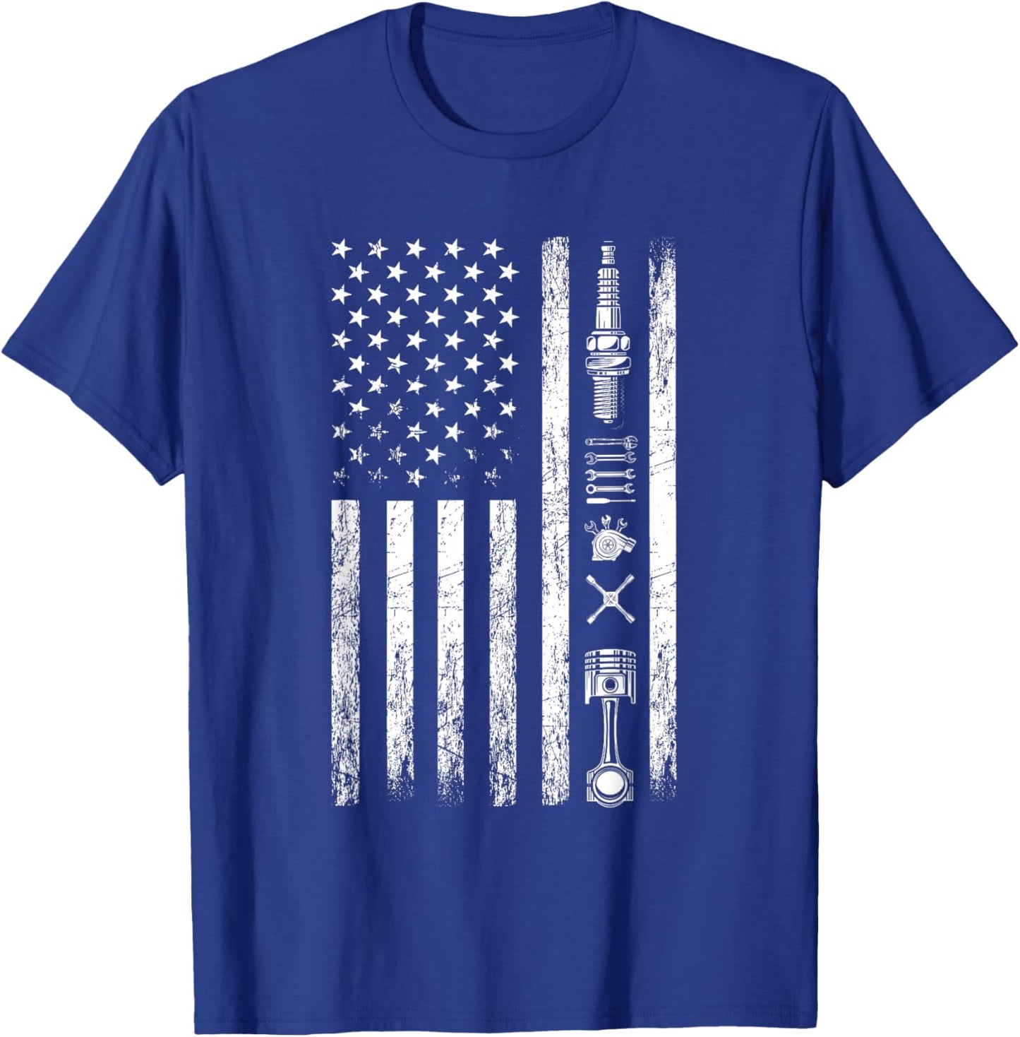 Mechanic US Flag Patriotic Worker Patriot USA Mechanic T-Shirt - T-Shirt | Royal
