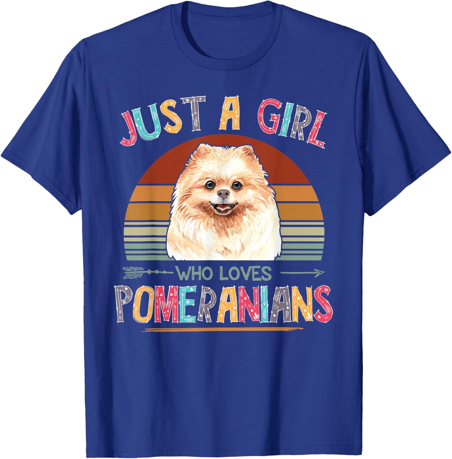 Vintage Just A Girl Who Loves Pomeranians Dog Lovers Gift T-Shirt - T-Shirt | Royal