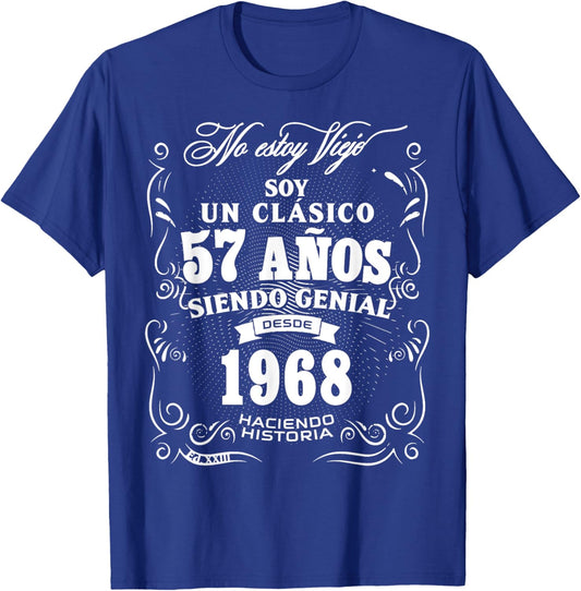 Vintage 57th Birthday Men Funny 1968 57 Birthday Spanish T-Shirt - T-Shirt | Royal