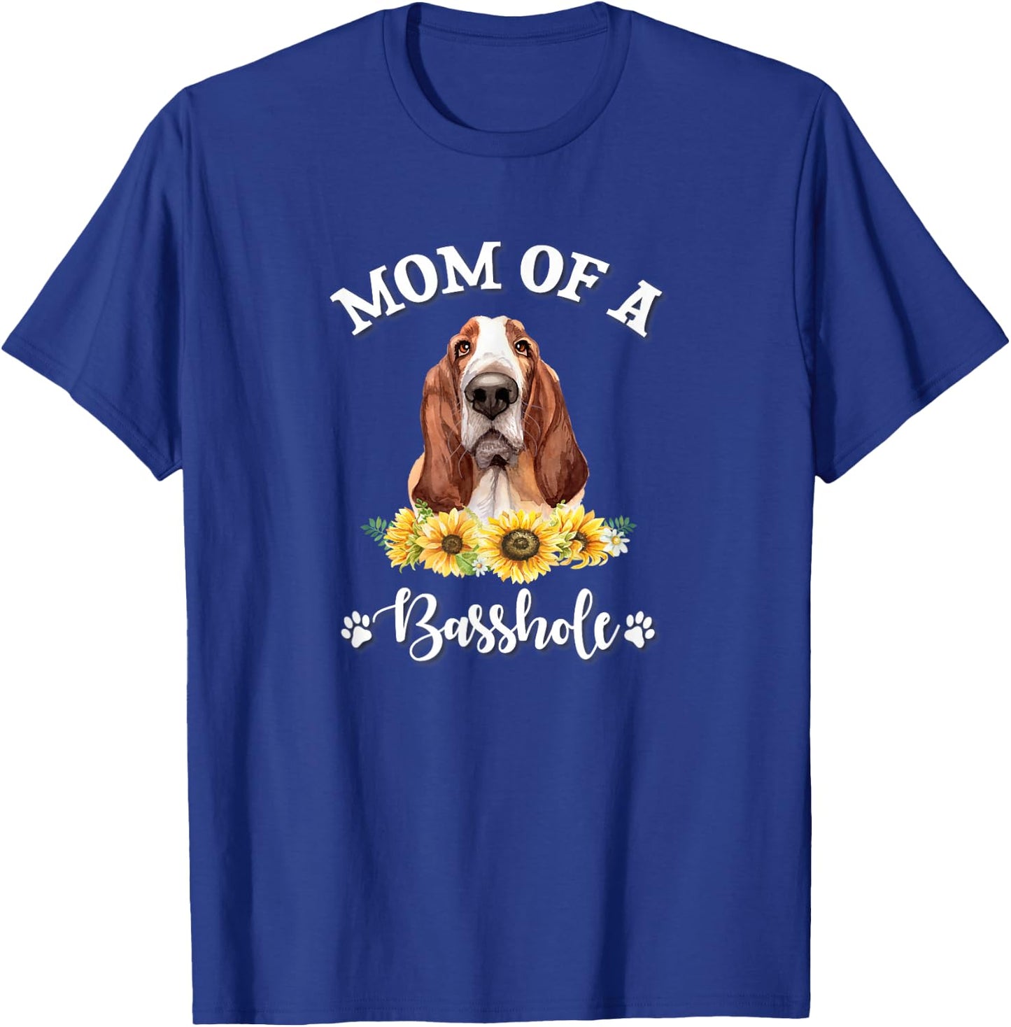 Cute Girls Sunflowers Mom Basset Hound Dog Lover T-Shirt - T-Shirt | Royal