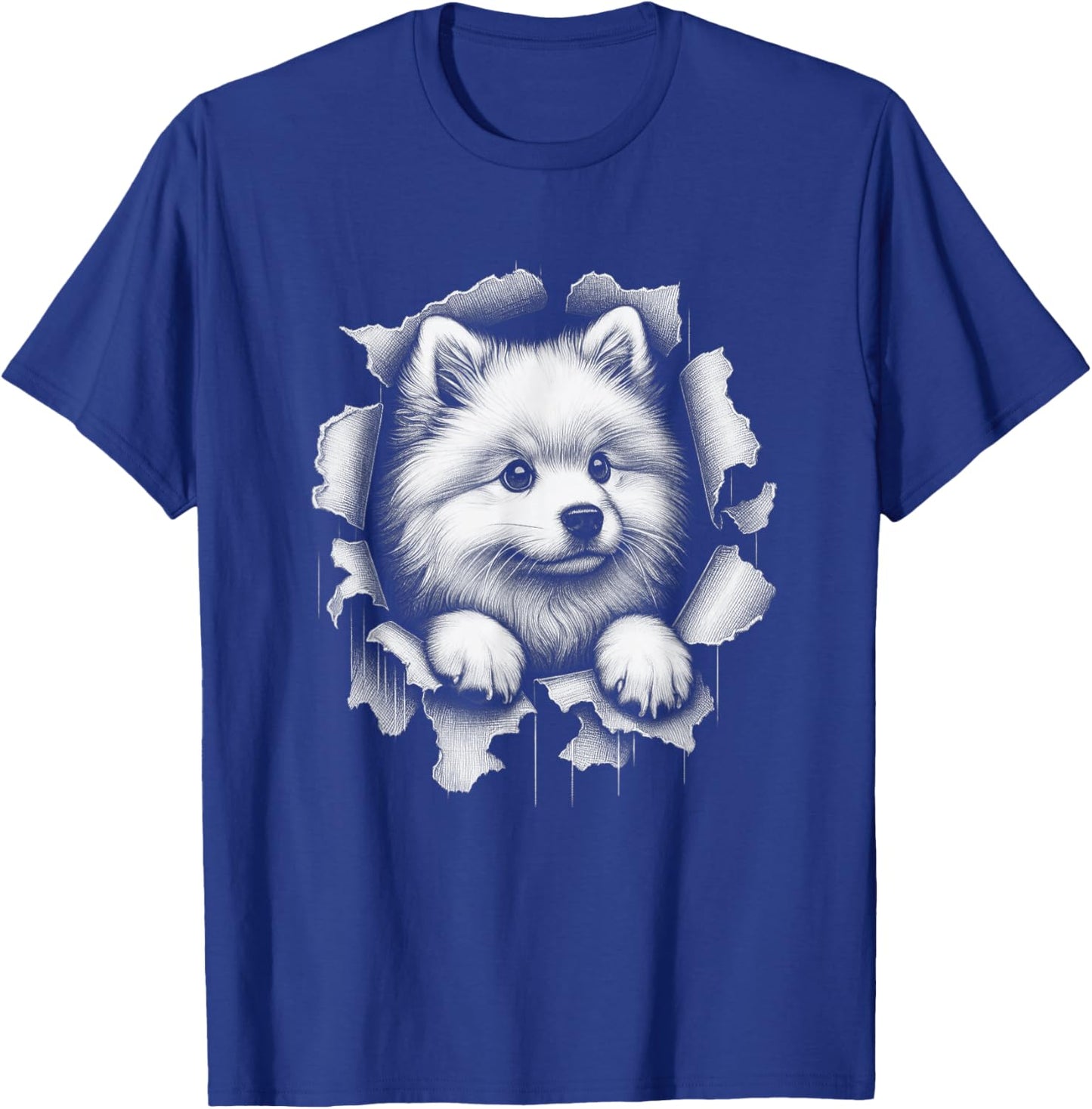 Cute American Eskimo Dog Peeking Design Women Kids T-Shirt - T-Shirt | Royal