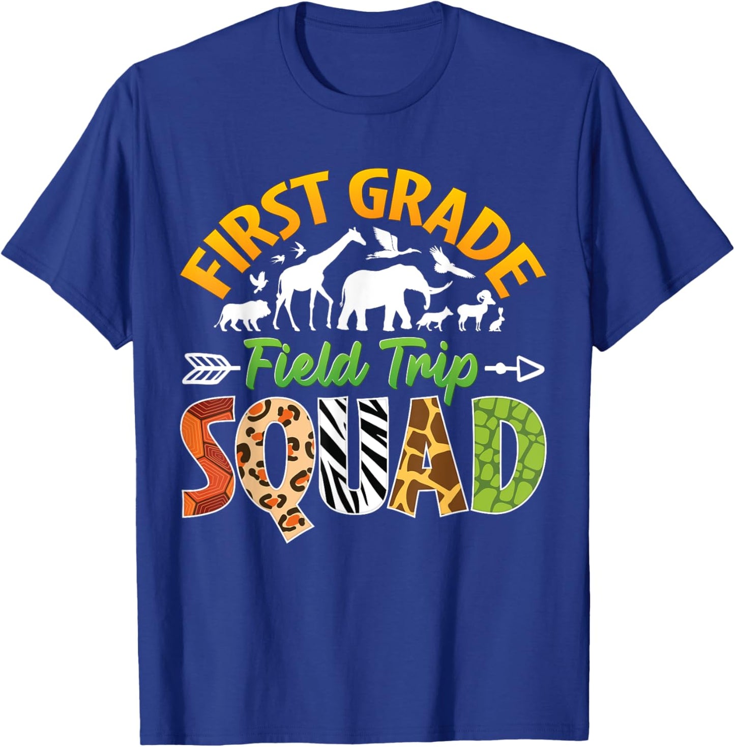 First Grade Zoo Field Trip Squad Matching Teacher Students T-Shirt - T-Shirt | Royal