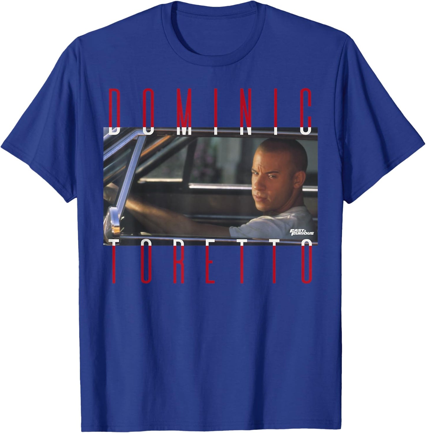 Fast & Furious Dominic Toretto Photo Word Stack T-Shirt - T-Shirt | Royal