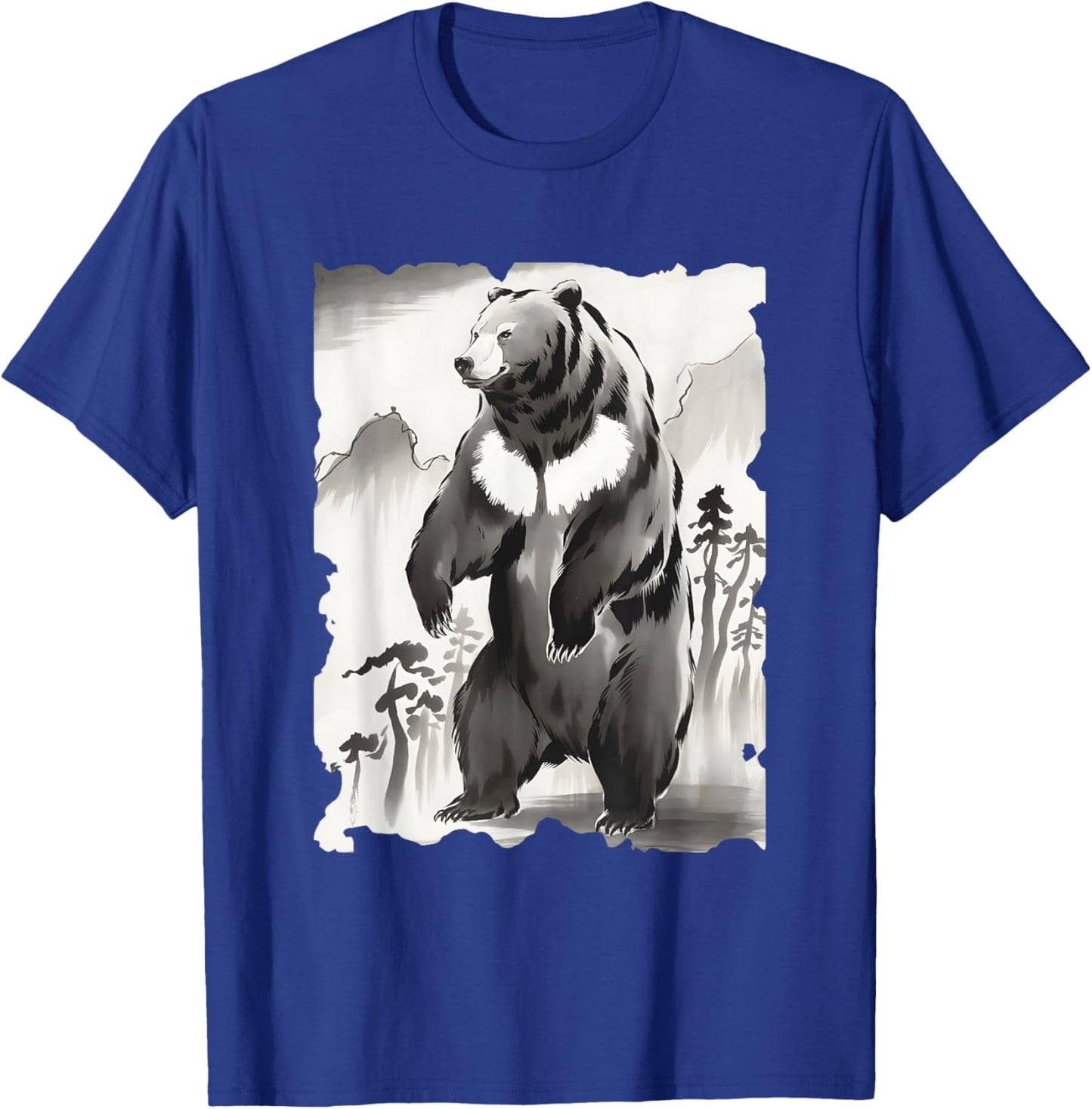 Bear Sumi-e Graphic - Vintage Japanese Art Kuma Bear T-Shirt - T-Shirt | Royal
