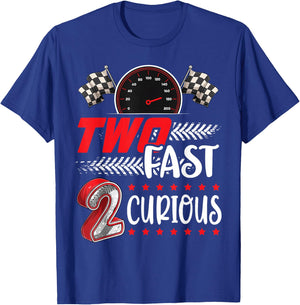 Two Fast 2 Curious Racing 2nd Birthday Two Fast Birthday T-Shirt - T-Shirt | Royal