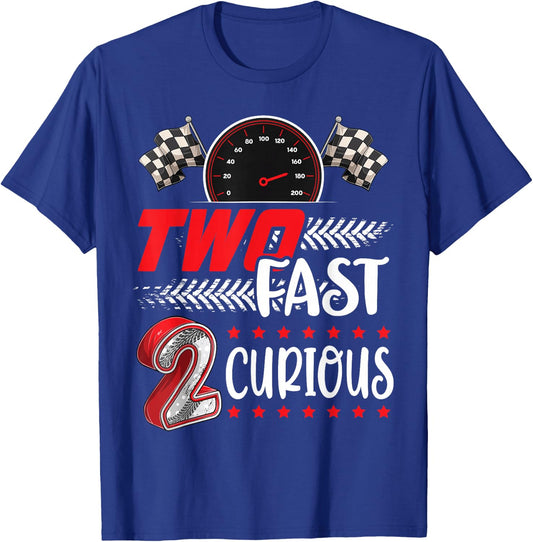 Two Fast 2 Curious Racing 2nd Birthday Two Fast Birthday T-Shirt - T-Shirt | Royal