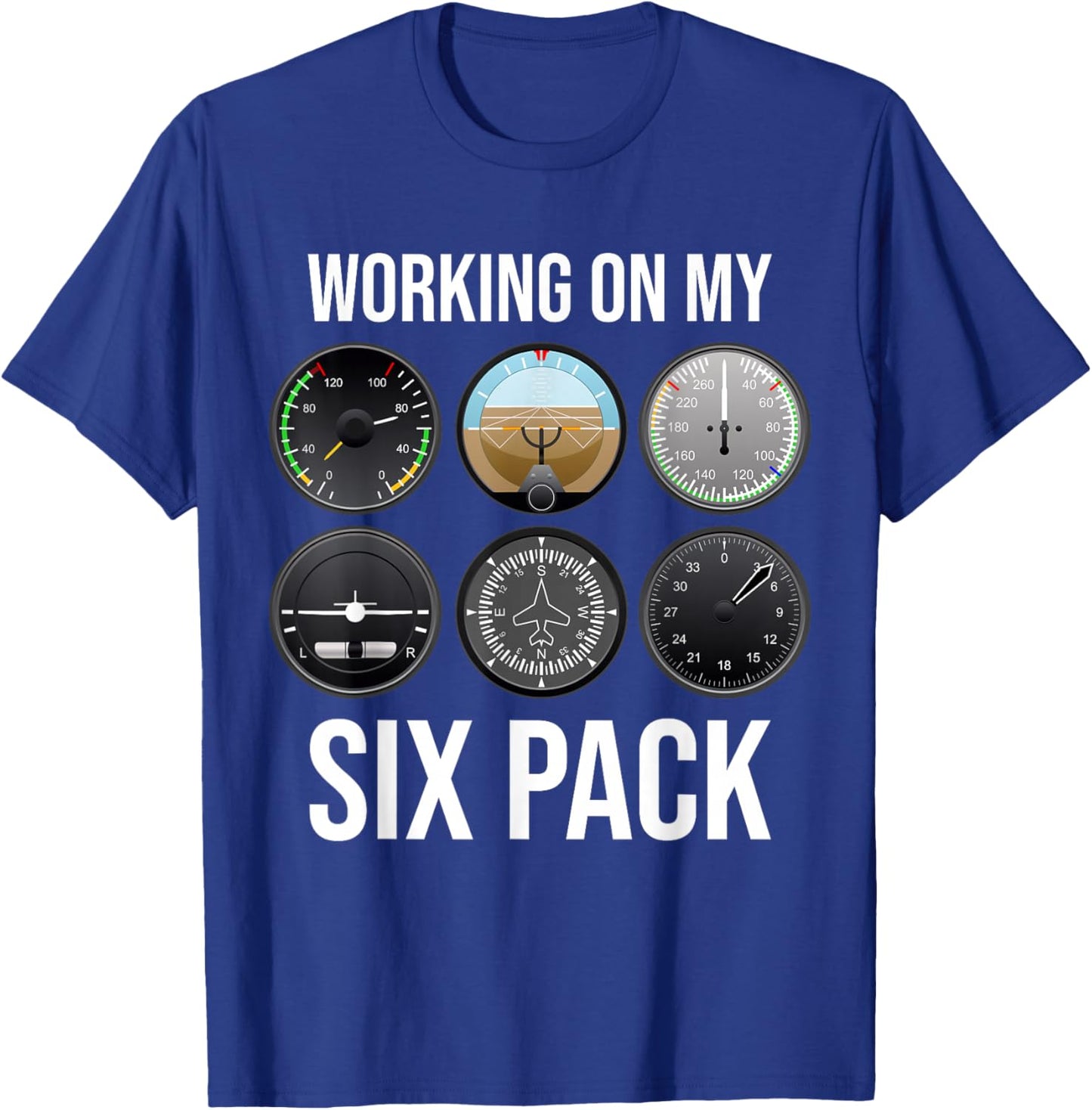 Working On My Six Pack Funny Pilot Aviator Aviation Airline T-Shirt - T-Shirt | Royal