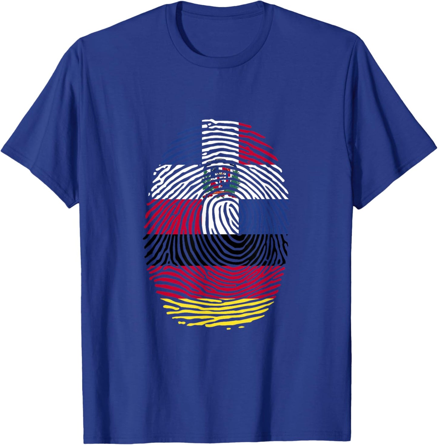 Dominican and Germany Fingerprint Dominicana German Roots T-Shirt - T-Shirt | Royal