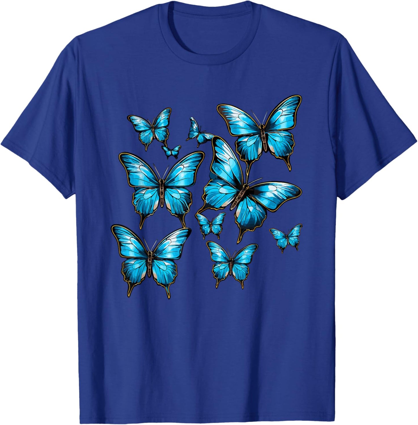 Blue Morpho Butterfly Art Entomologist Flower T-Shirt - T-Shirt | Royal