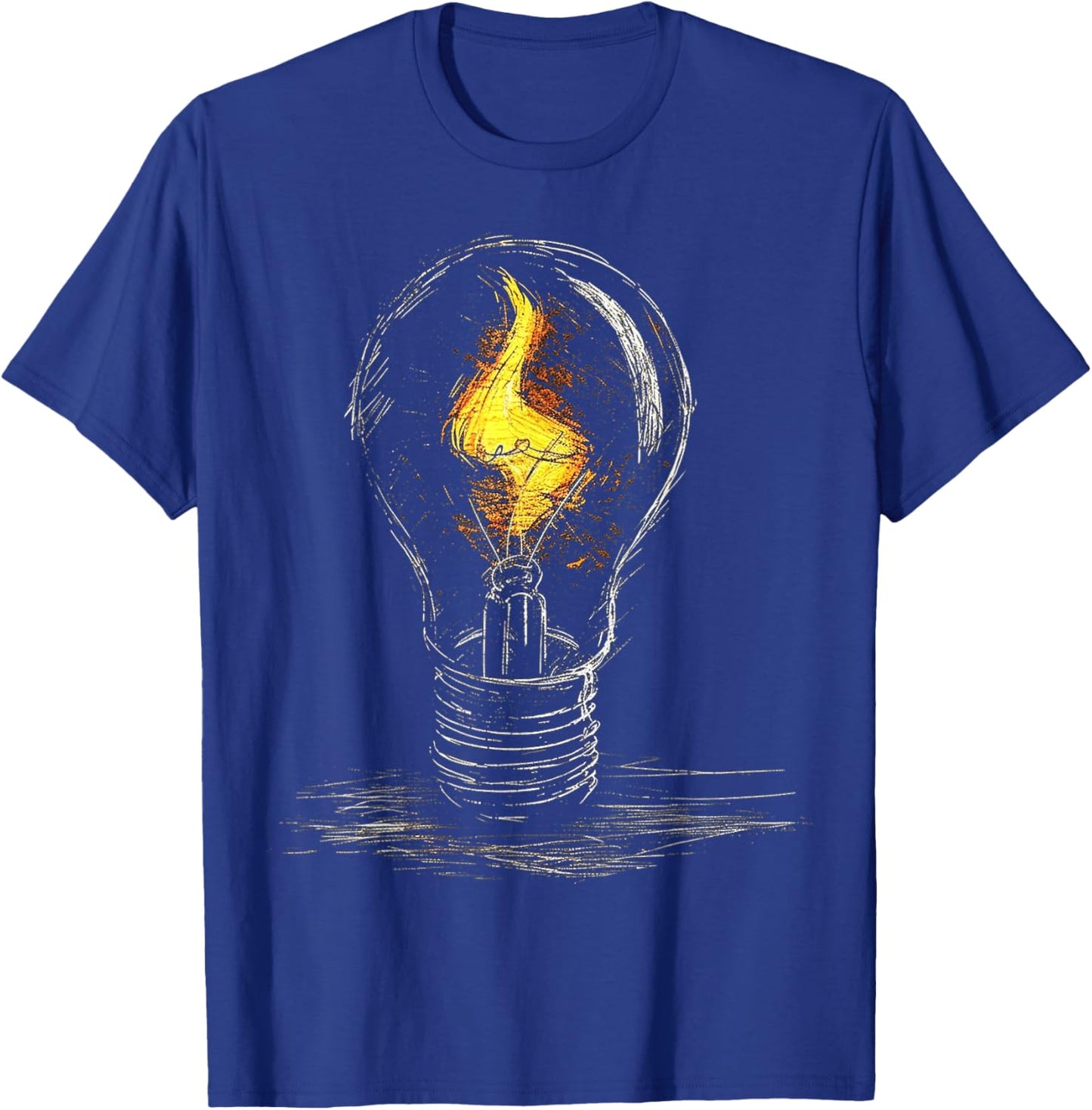 @rtY Light Bulb Drawing Flame Artwork Graphic Art , Small, Black T-Shirt - T-Shirt | Royal