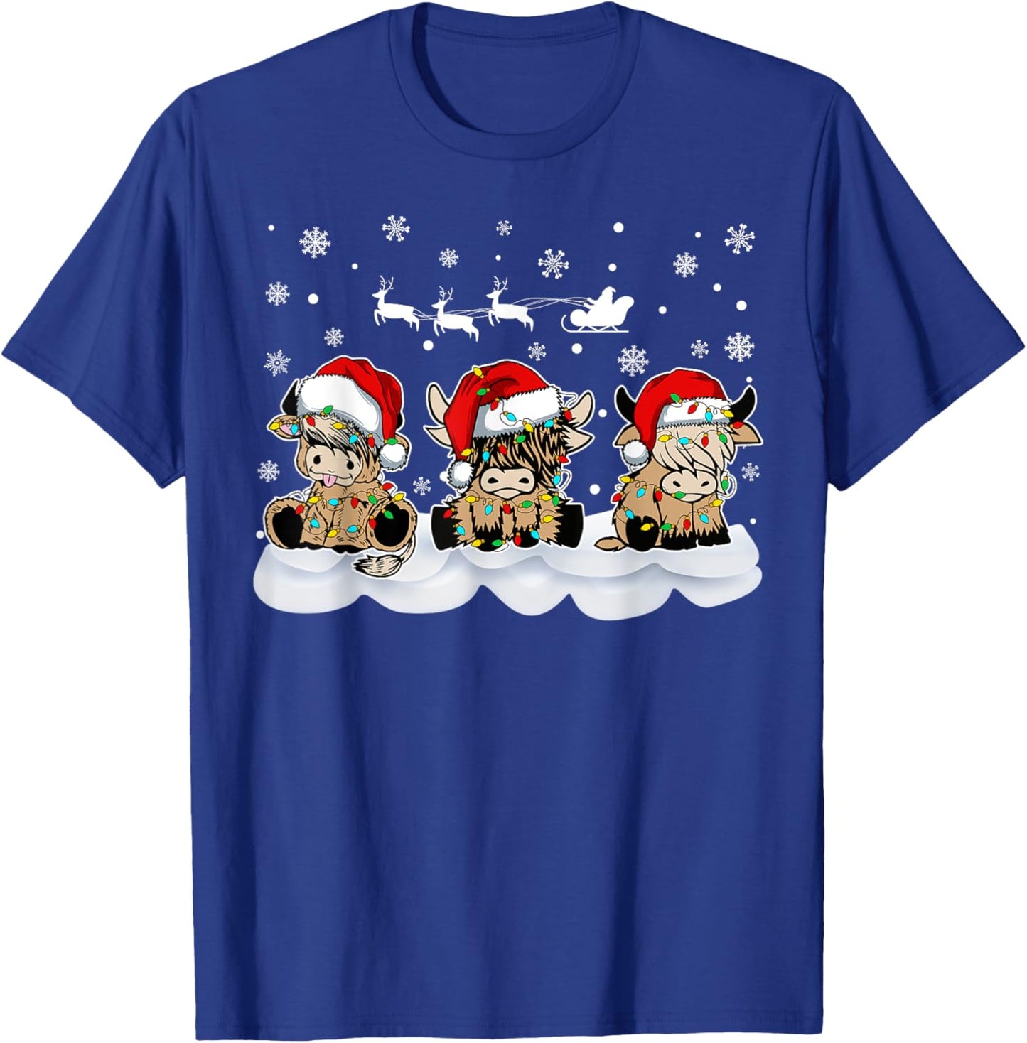 Highland Cow Christmas Merry and Bright Christmas Pajama T-Shirt - T-Shirt | Royal