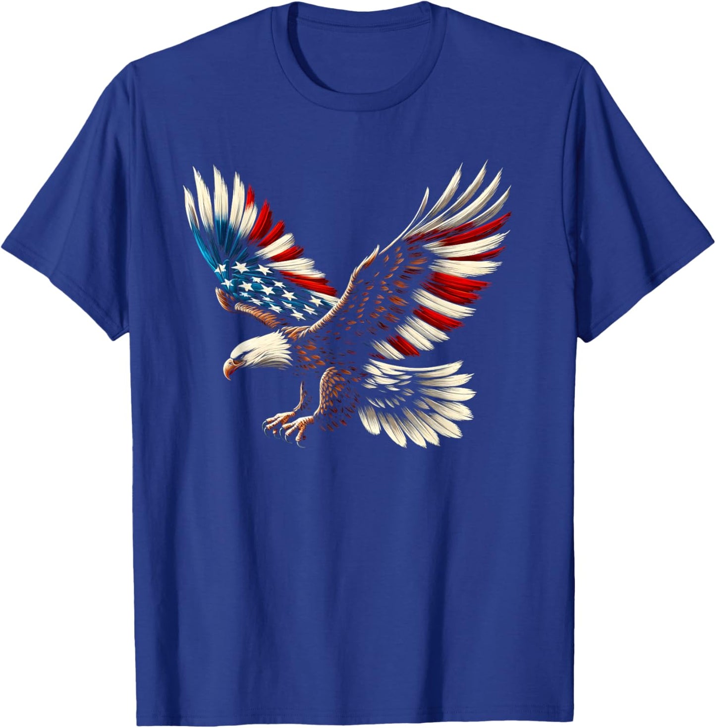 Bald Eagle & Patriotic American Flag 4th Of July T-Shirt - T-Shirt | Royal