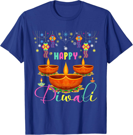 Happy Diwali Diya Lighting Matching Hindus Lover Family T-Shirt - T-Shirt | Royal