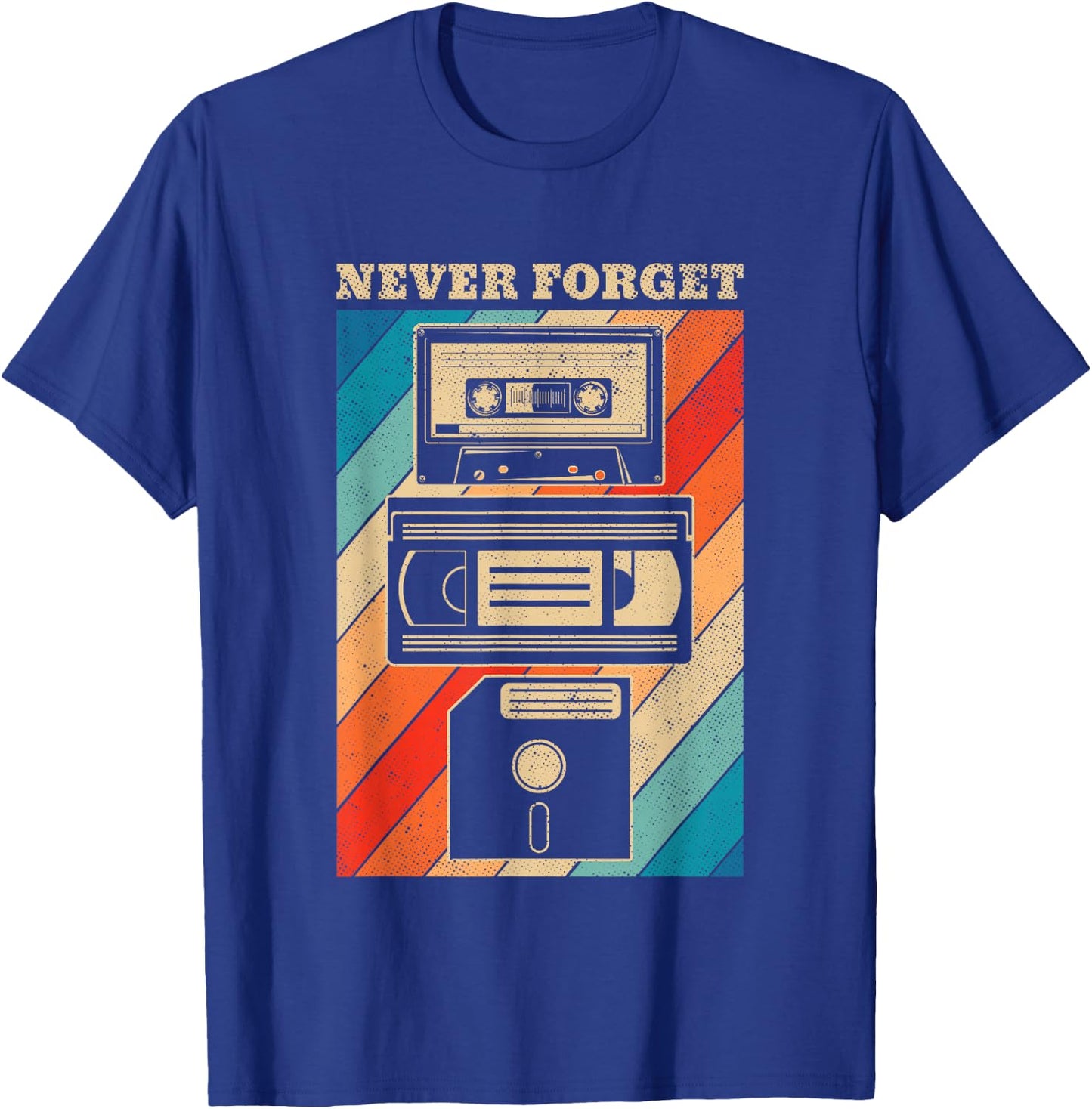 Never Forget Vintage Floppy Disk VHS Tape 90s 80s Cassette T-Shirt - T-Shirt | Royal