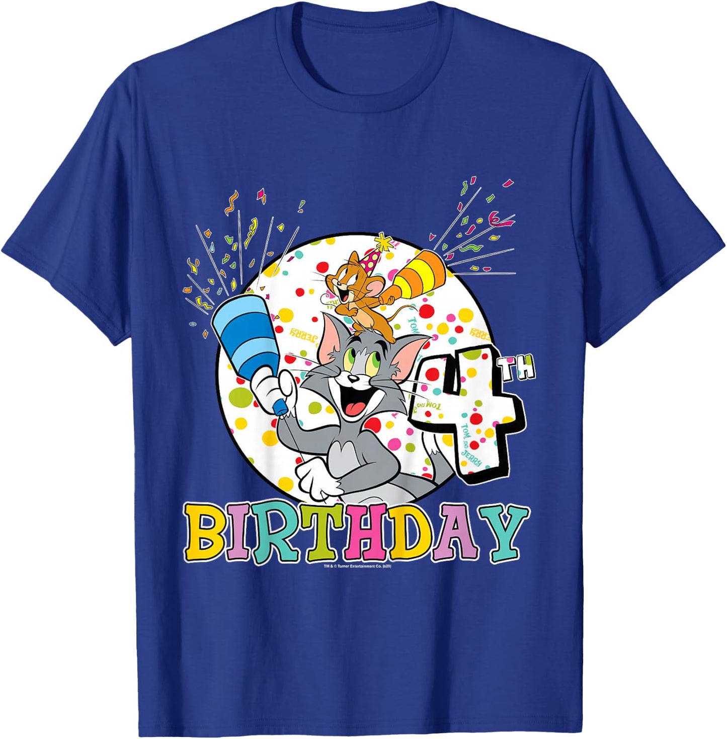 Kids Tom and Jerry 4th Birthday Portrait T-Shirt - T-Shirt | Royal