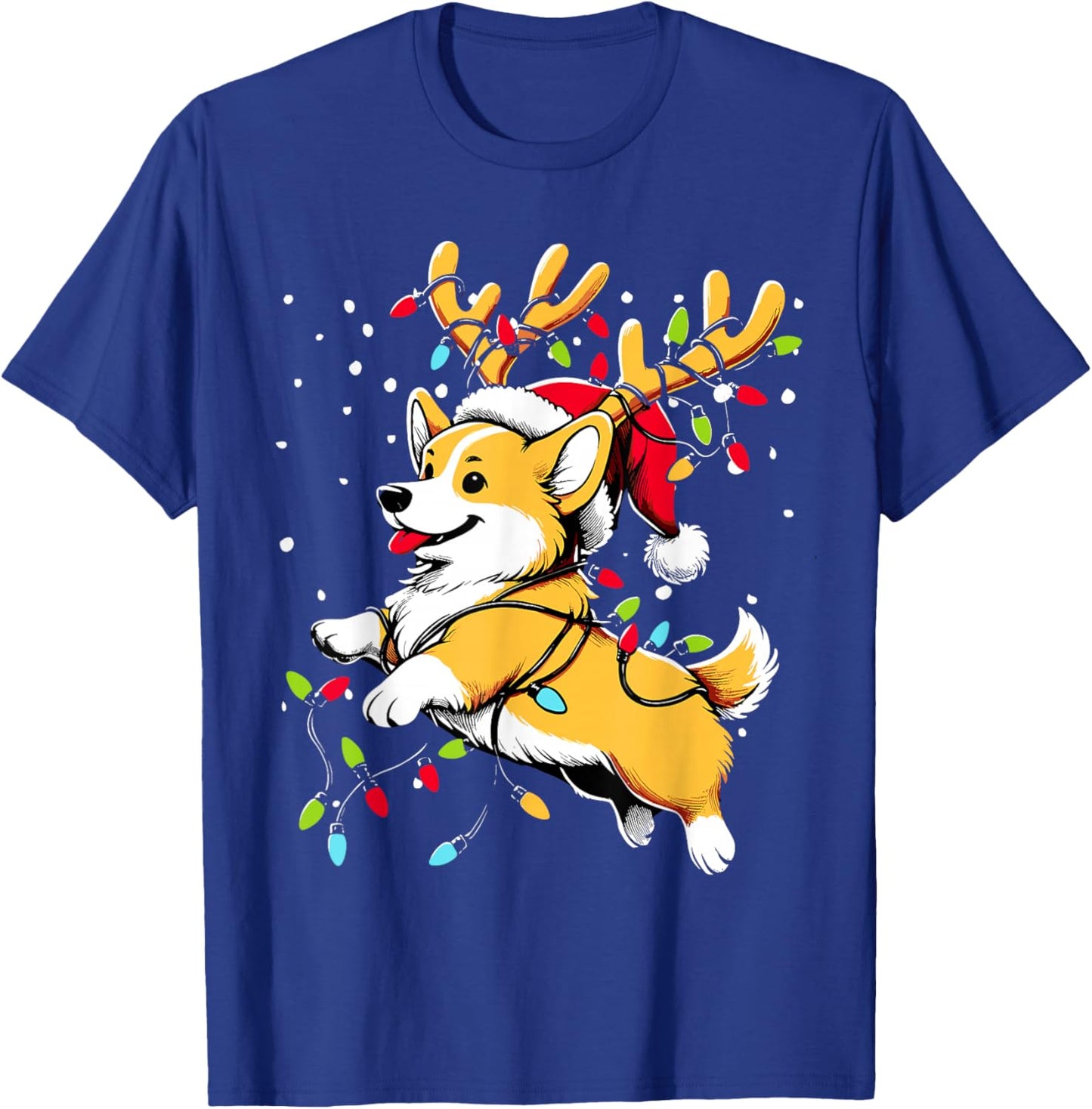Corgi Santa Christmas Tree Lights, Funny Ugly Pajamas Women T-Shirt - T-Shirt | Royal