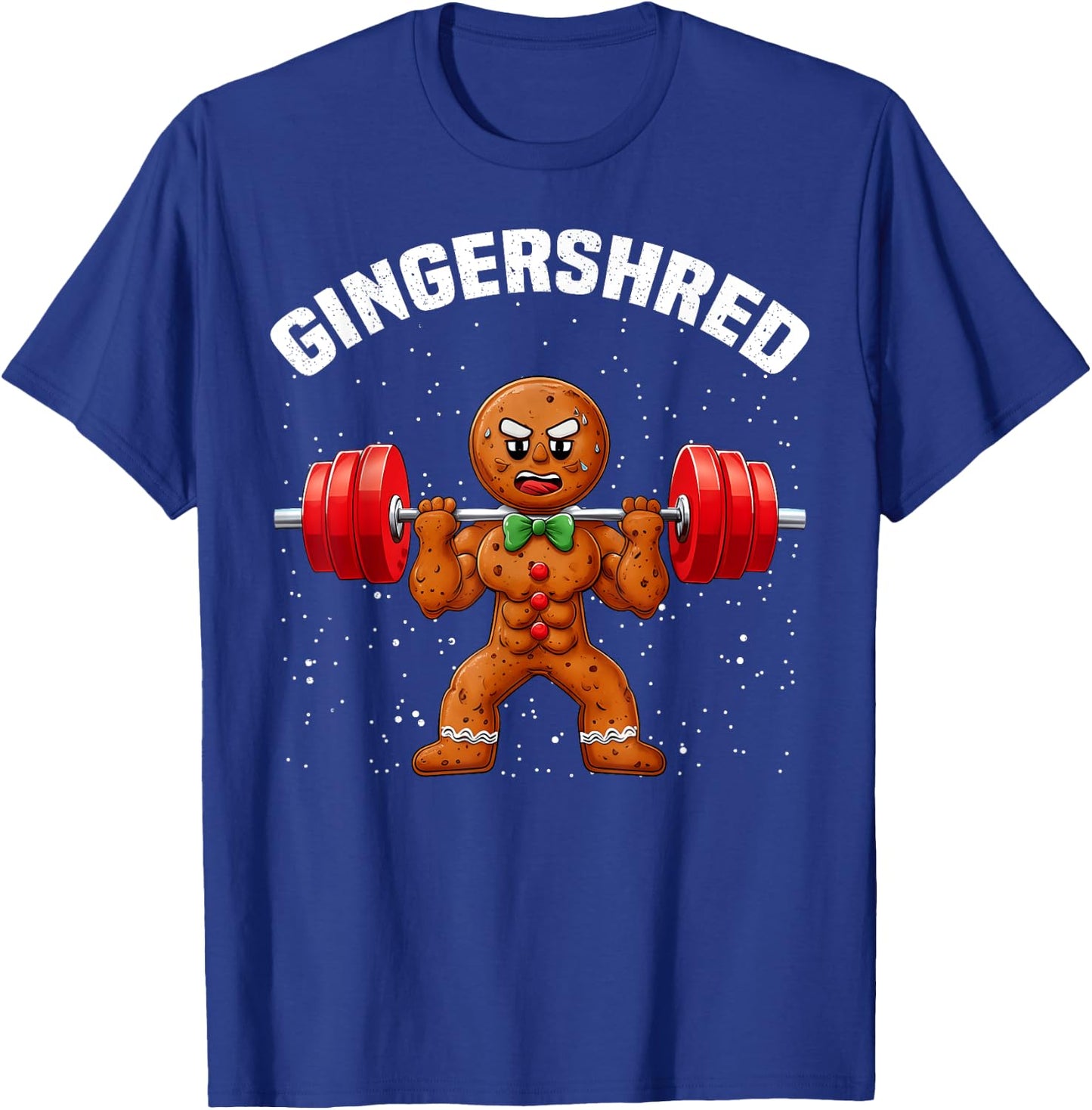 Gingershred Funny Gingerbread Man Gym Bodybuilding Christmas T-Shirt - T-Shirt | Royal