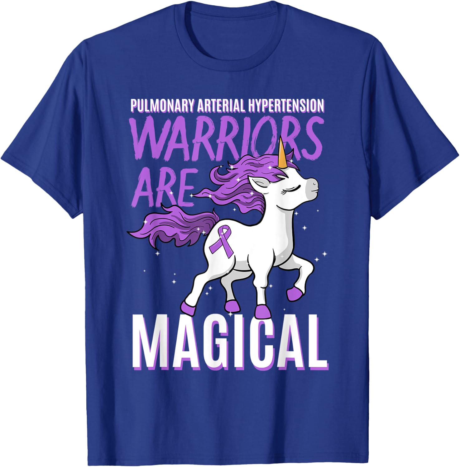Pulmonary Arterial Hypertension Awareness Unicorn Lover Gift T-Shirt - T-Shirt | Royal