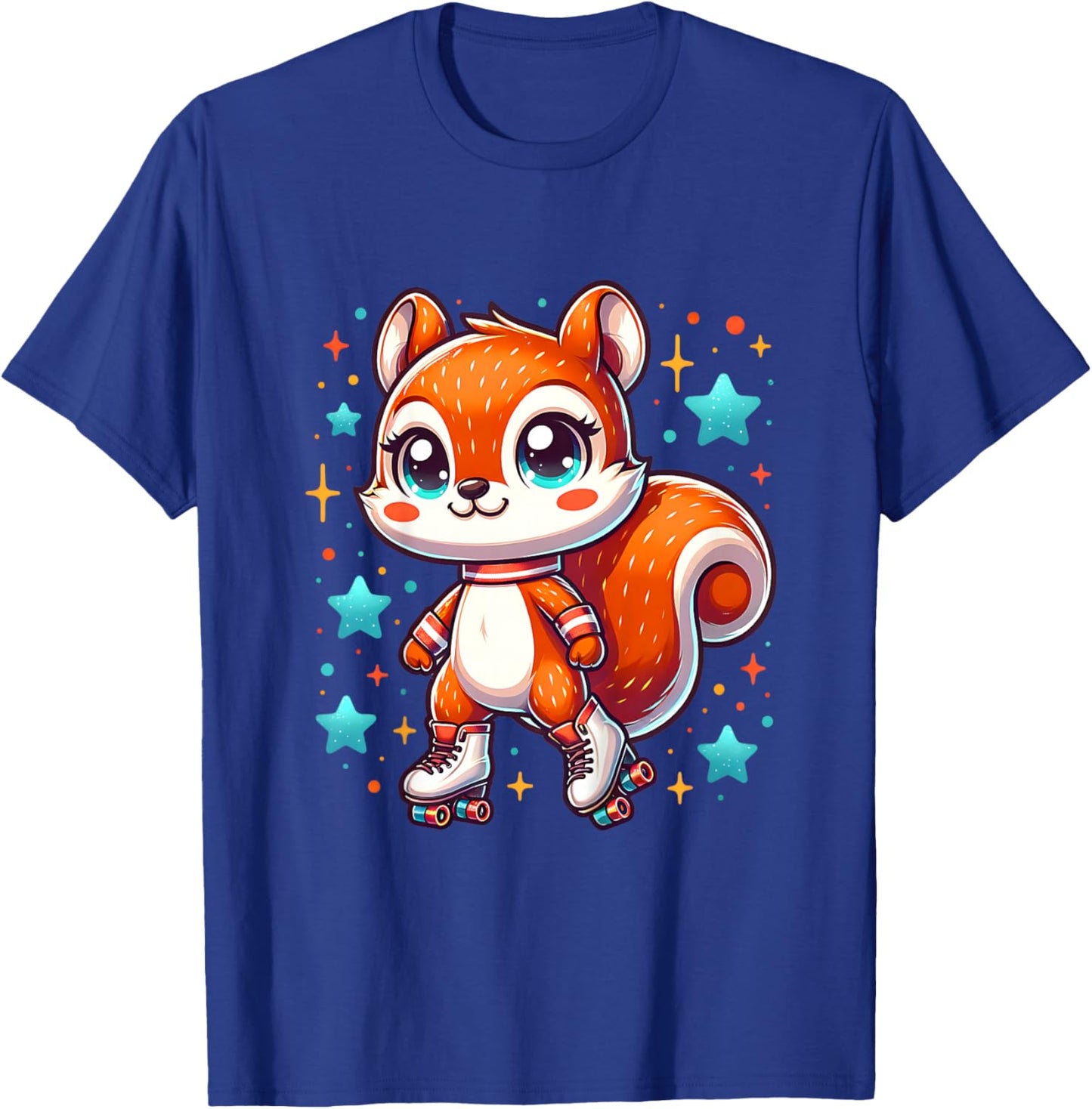 Squirrel Roller Skates Cute Girl Love Roller Skating Graphic T-Shirt - T-Shirt | Royal