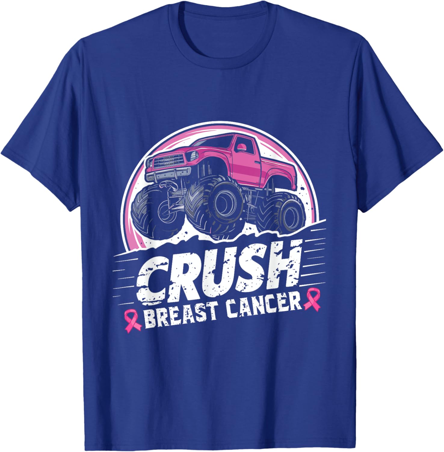 Crush Breast Cancer Awareness Monster Truck Toddler Boy Kids T-Shirt - T-Shirt | Royal