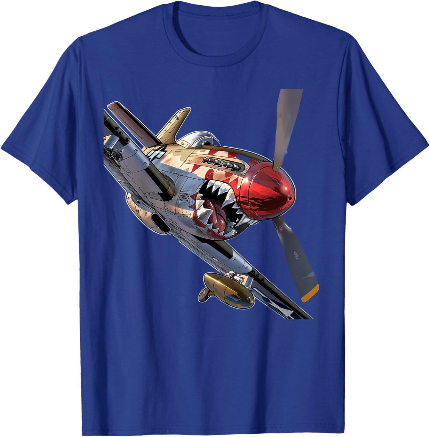 Fun Cartoon P-51 Fighter Plane Aircraft Warbird Hobbyist T-Shirt - T-Shirt | Royal