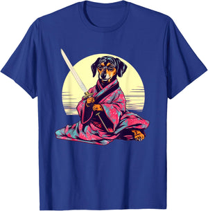 Funny Dachshund Wiener Dog Japanese Tattoo Ukiyoe Art Ninja Men Women Girls Kids T-Shirt - T-Shirt | Royal