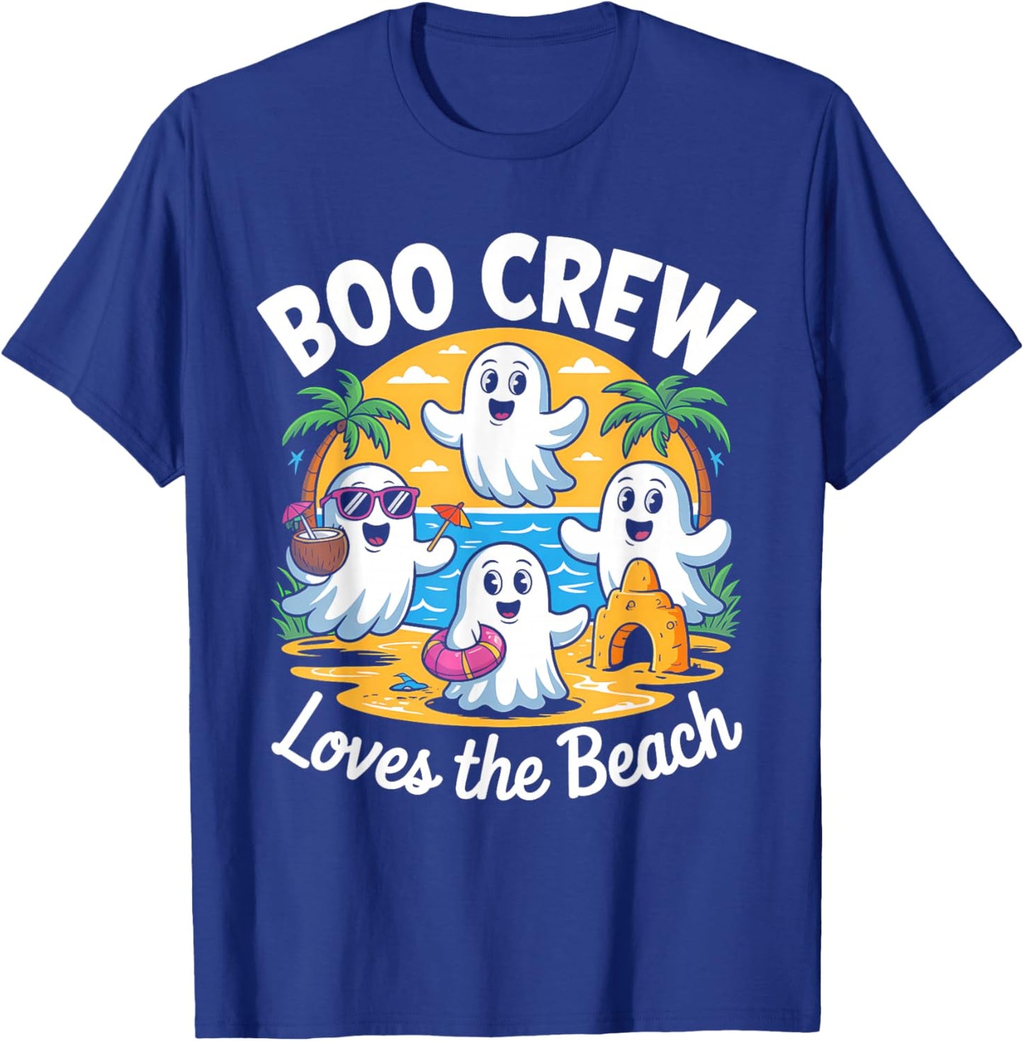 Cute Summerween Ghost Funny Beach Halloween T-Shirt - T-Shirt | Royal