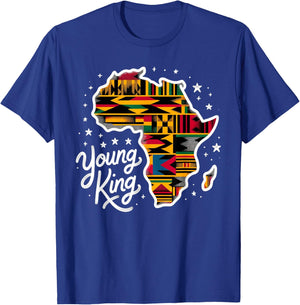Boys African Kente Print Clothes Kids Young King Kente Youth T-Shirt - T-Shirt | Royal