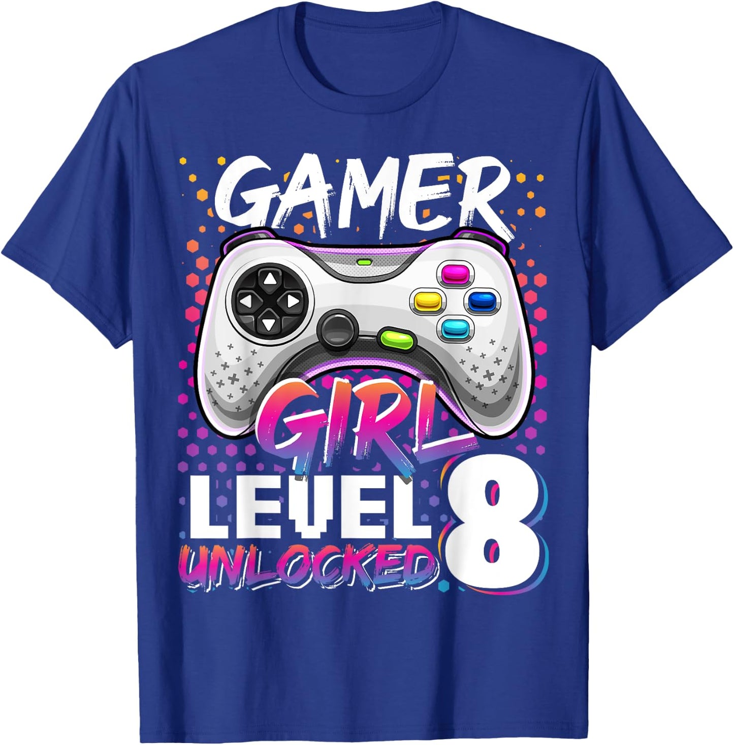 Gamer Girl Level 8 Unlocked Video Game 8th Birthday Gift T-Shirt - T-Shirt | Royal