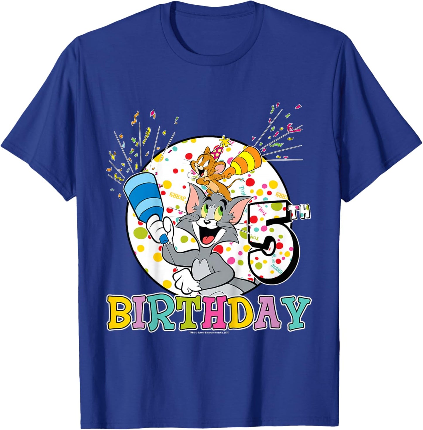 Kids Tom and Jerry 5th Birthday Portrait T-Shirt - T-Shirt | Royal