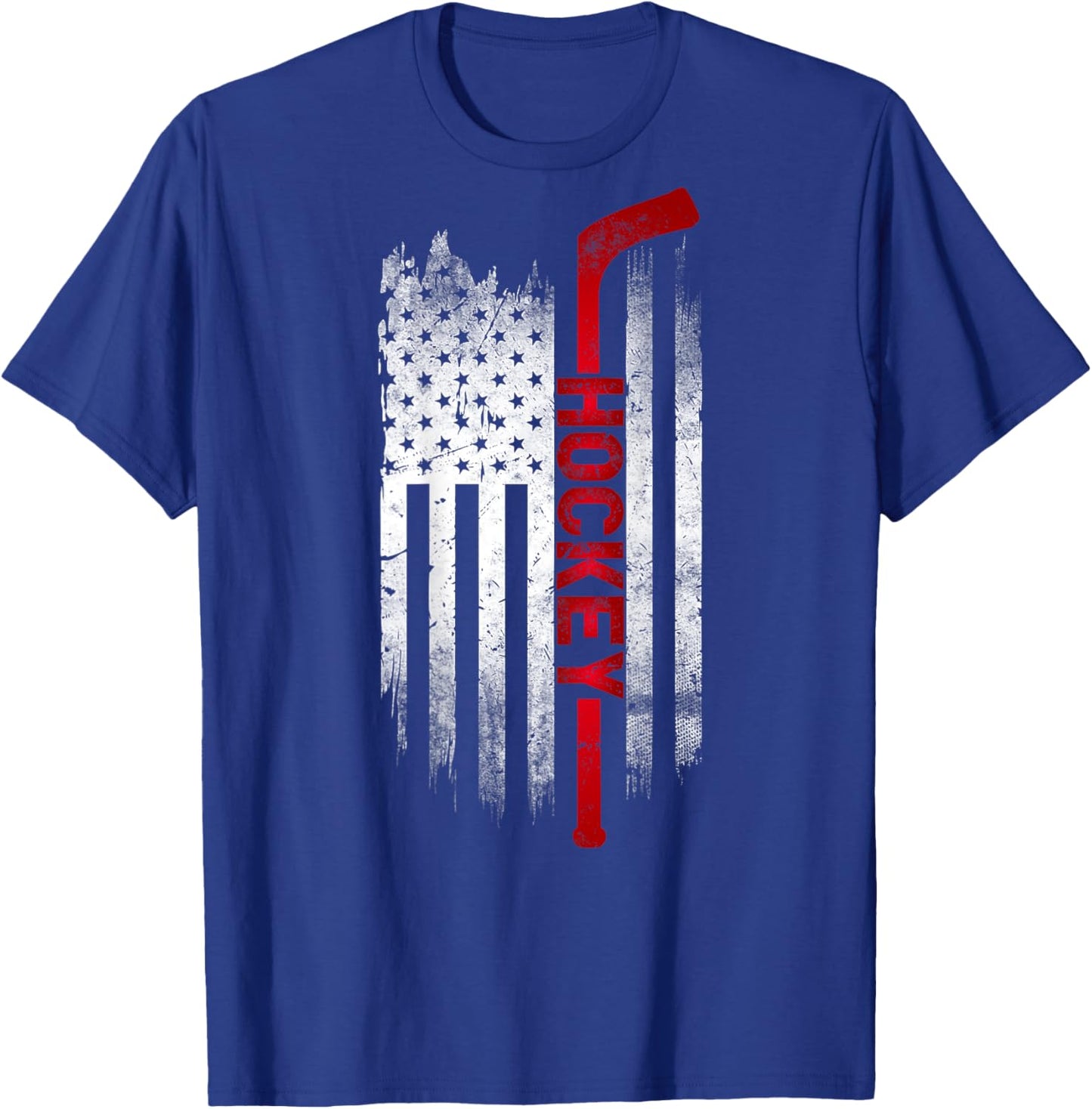 Hockey Stick USA Flag Sports Patriotic Ice Hockey Player T-Shirt - T-Shirt | Royal