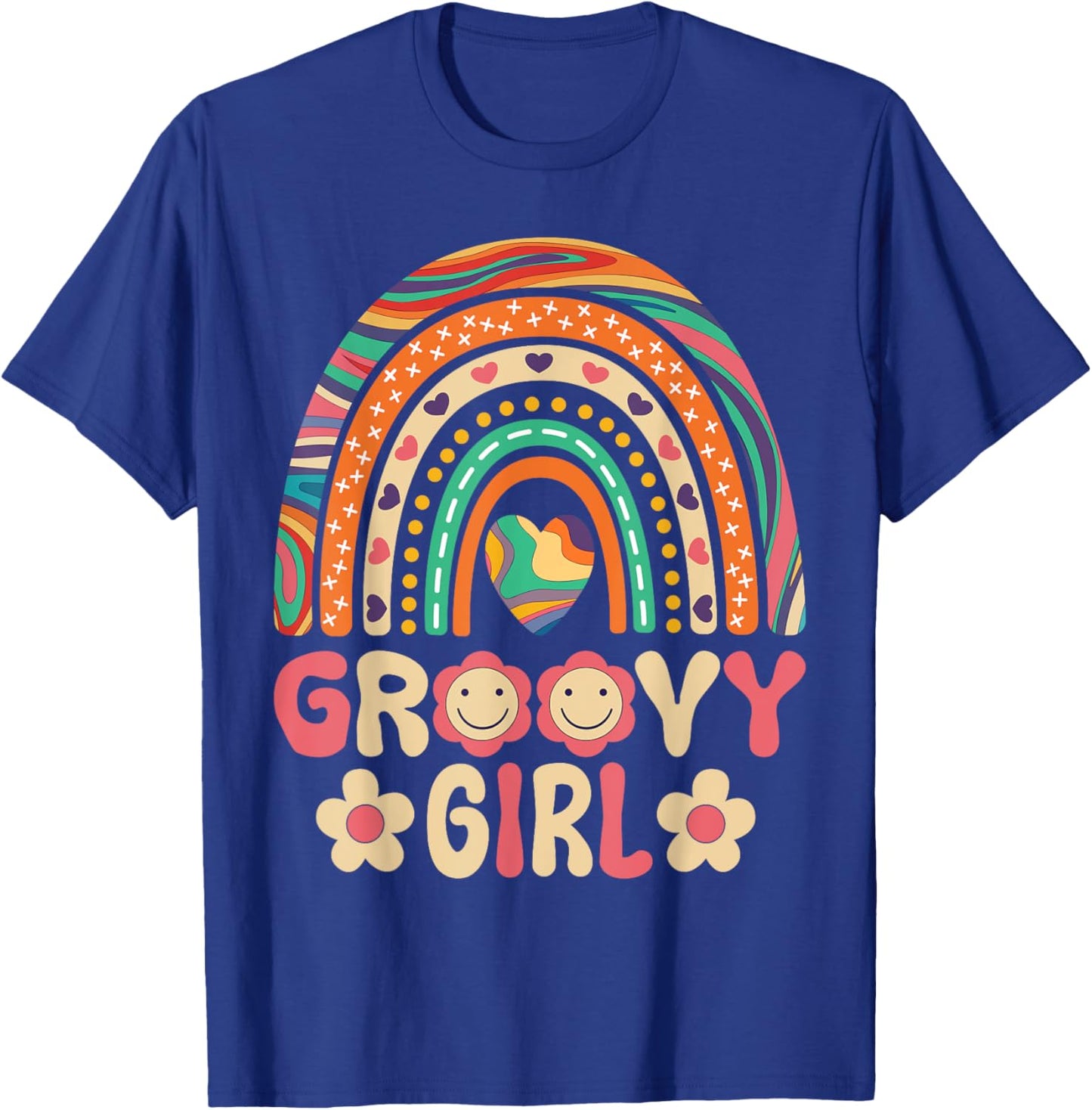 Groovy Girl 60s Theme Costume Cute 70s Outfit Rainbow Hippie T-Shirt - T-Shirt | Royal