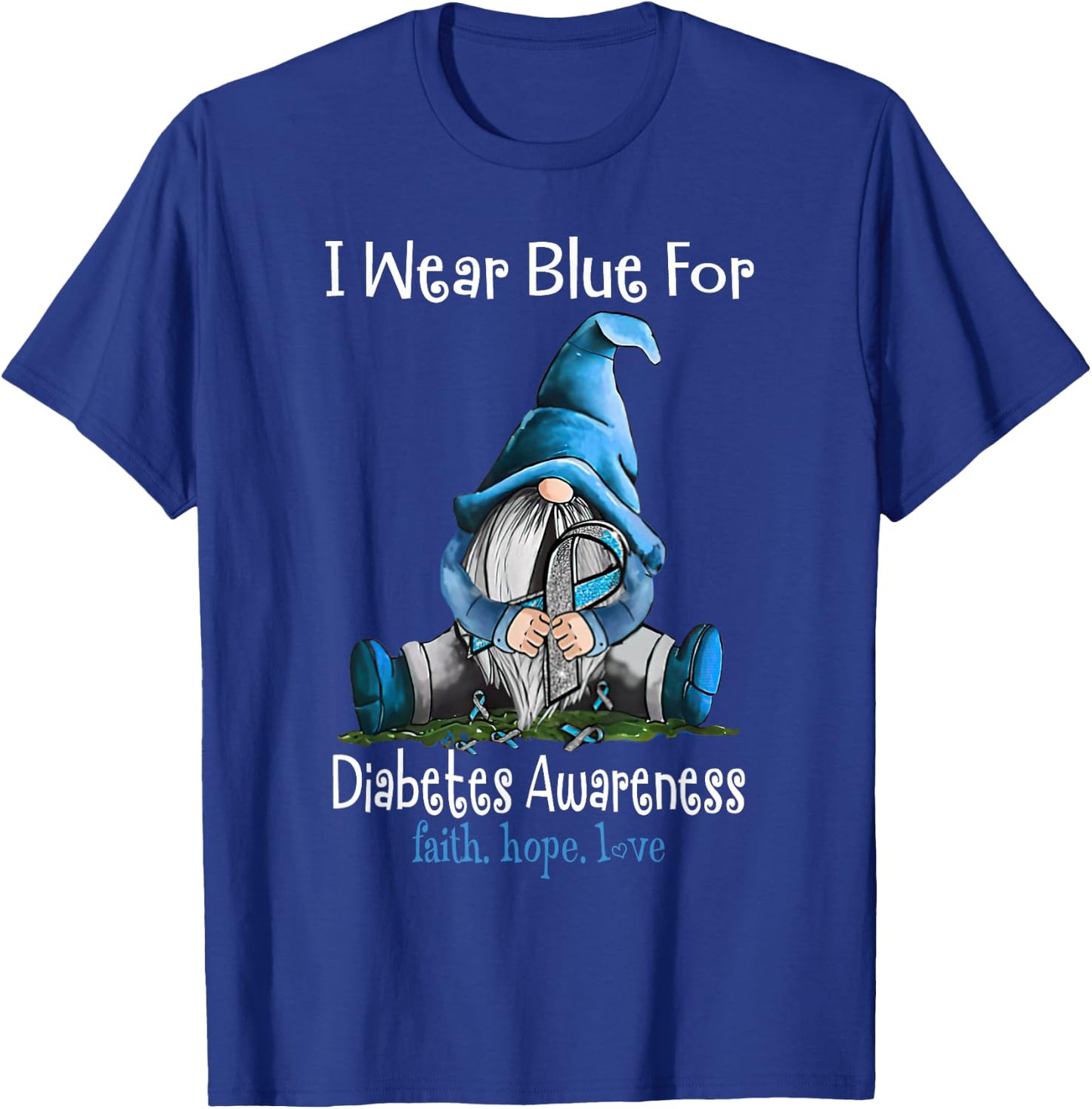 November Diabetes Awareness Month Funny Gnomes Wear Blue T-Shirt - T-Shirt | Royal