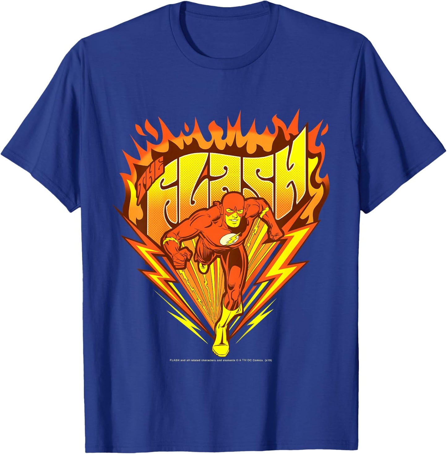 Kids DC Comics The Flash Flames Pop Art Poster T-Shirt - T-Shirt | Royal