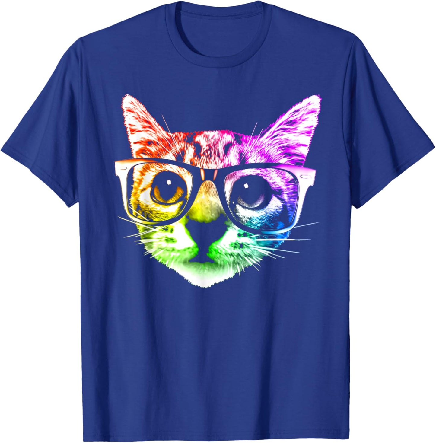 Rainbow Kitty Cat with Glasses by ROBOTFACE T-Shirt - T-Shirt | Royal