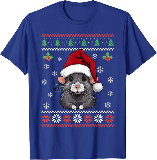 Rat Ugly Christmas Sweater Mouse Xmas for Adults Kids T-Shirt - T-Shirt | Royal