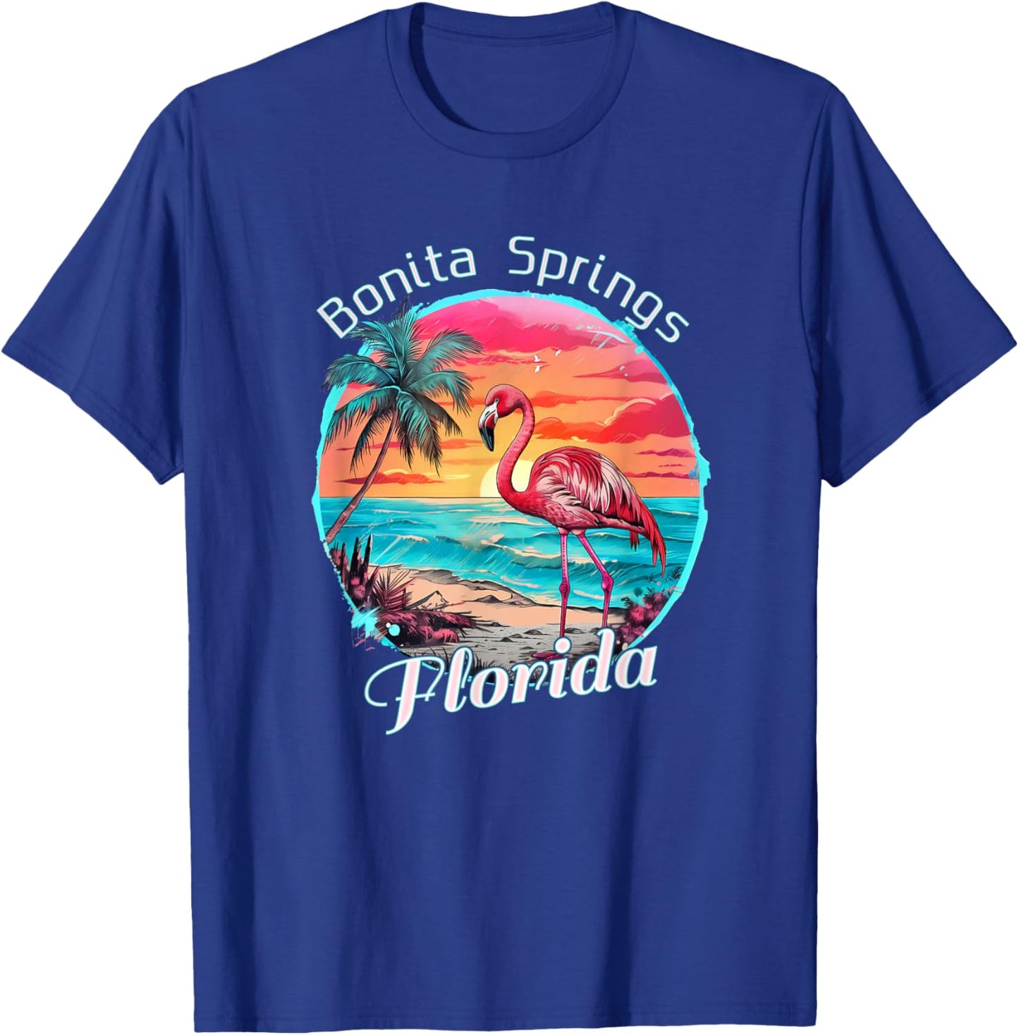 Bonita Springs Florida Beach Flamingo Tropical Souvenir T-Shirt - T-Shirt | Royal