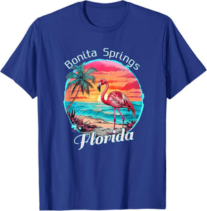 Bonita Springs Florida Beach Flamingo Tropical Souvenir T-Shirt - T-Shirt | Royal