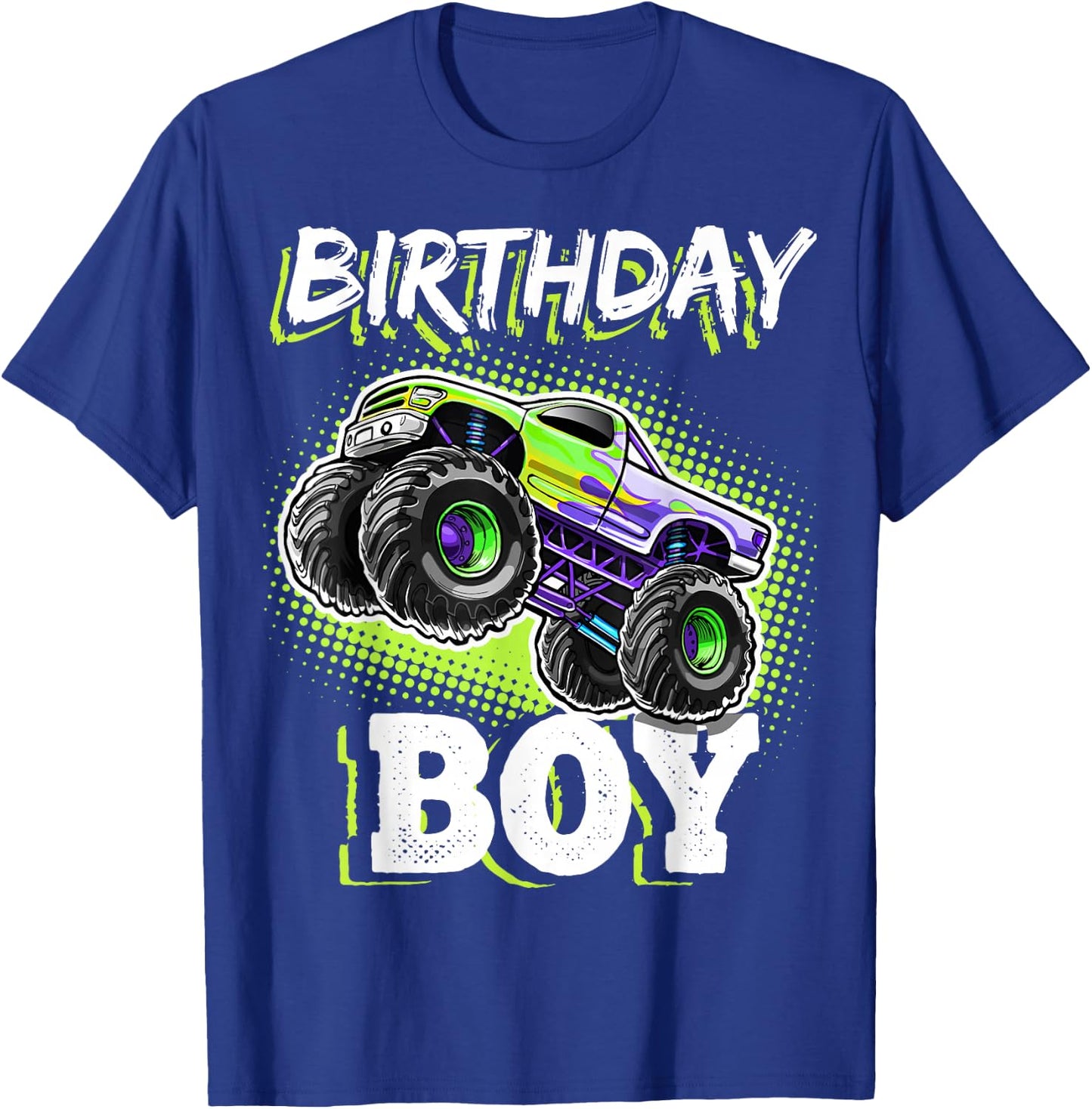 Birthday Boy Monster Truck Birthday Party Gift Boys Kids T-Shirt - T-Shirt | Royal
