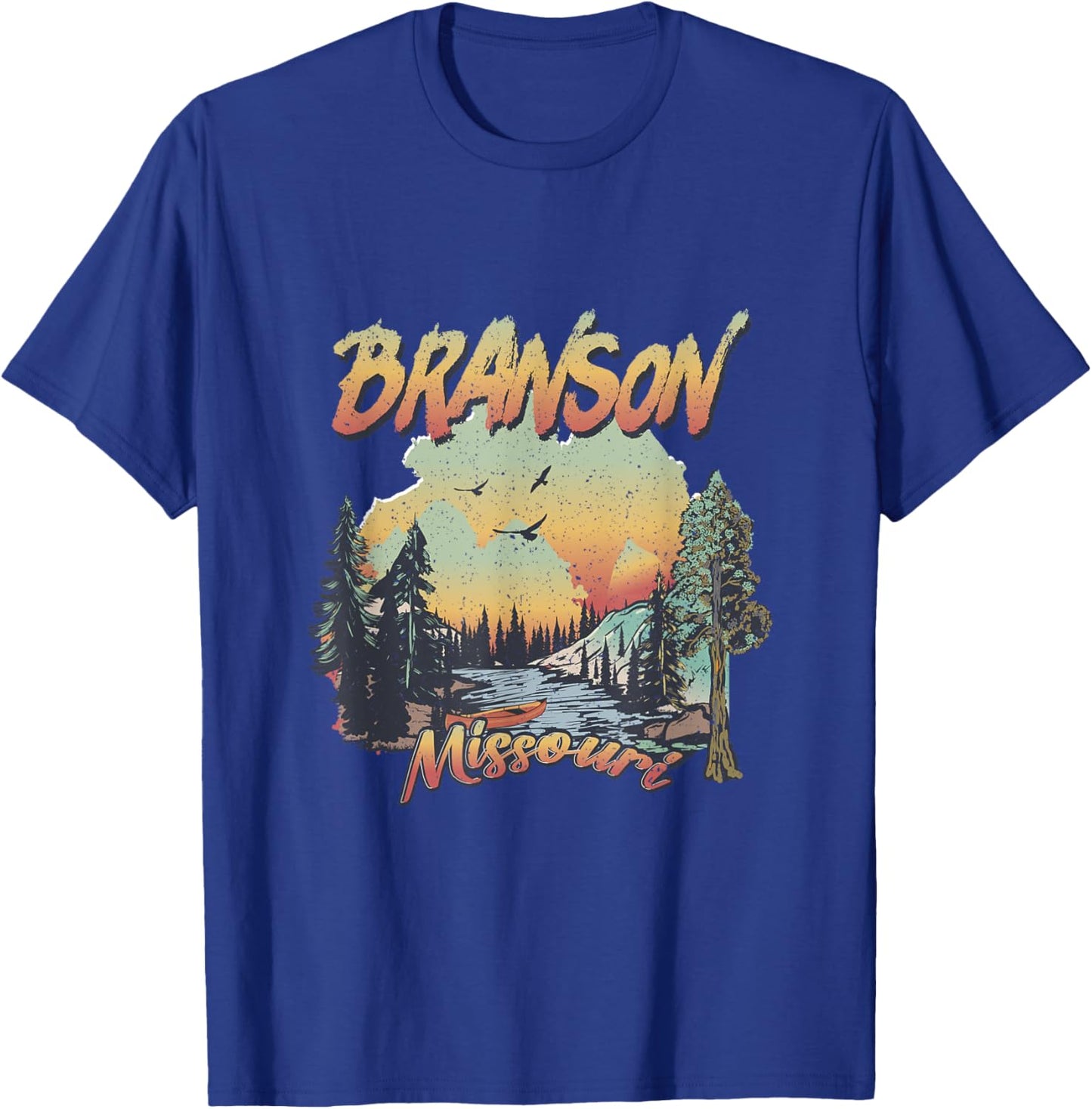Vintage Branson Missouri Nature Mountain Hiking Souvenir T-Shirt - T-Shirt | Royal